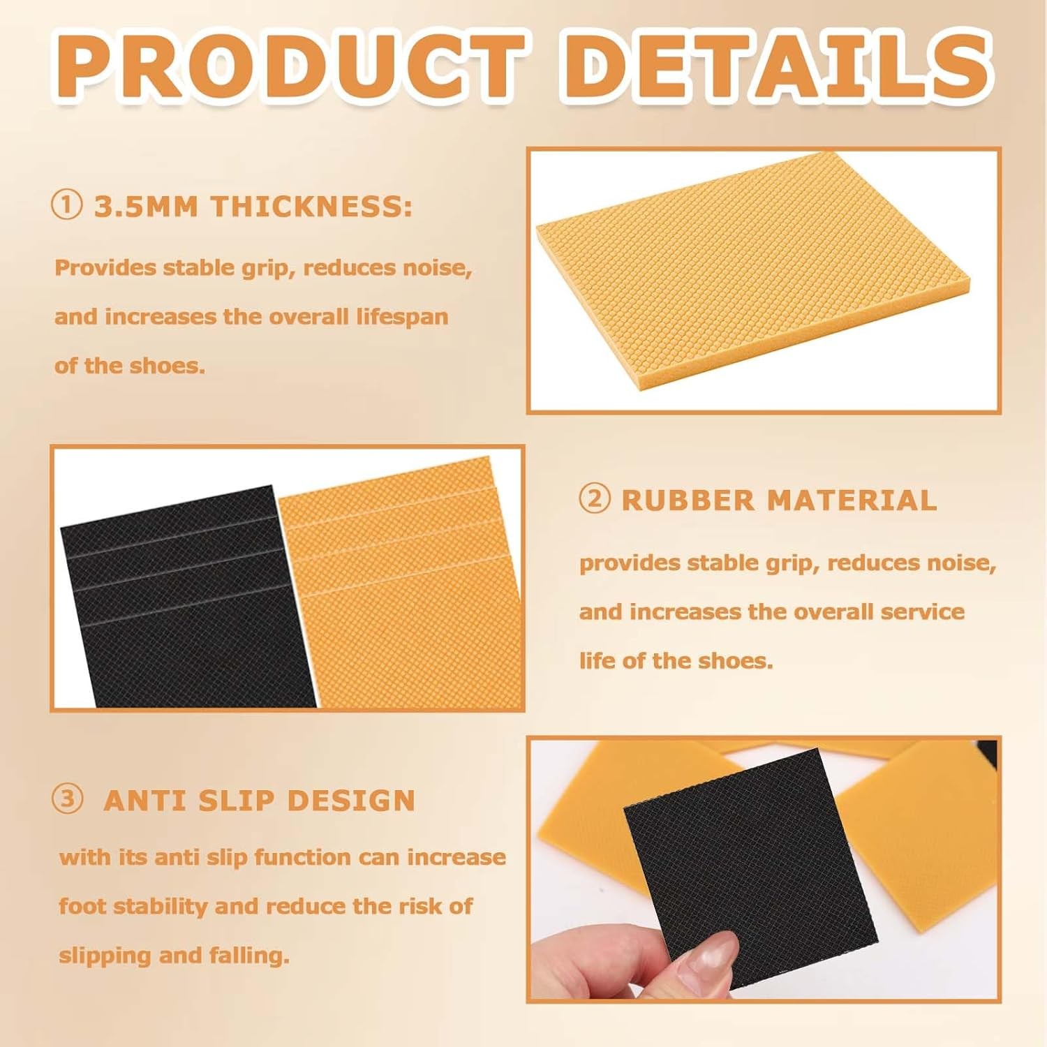 8Pcs High Heel Repair Patches Rubber Sole Protectors Non Slip Heel Caps for Shoe