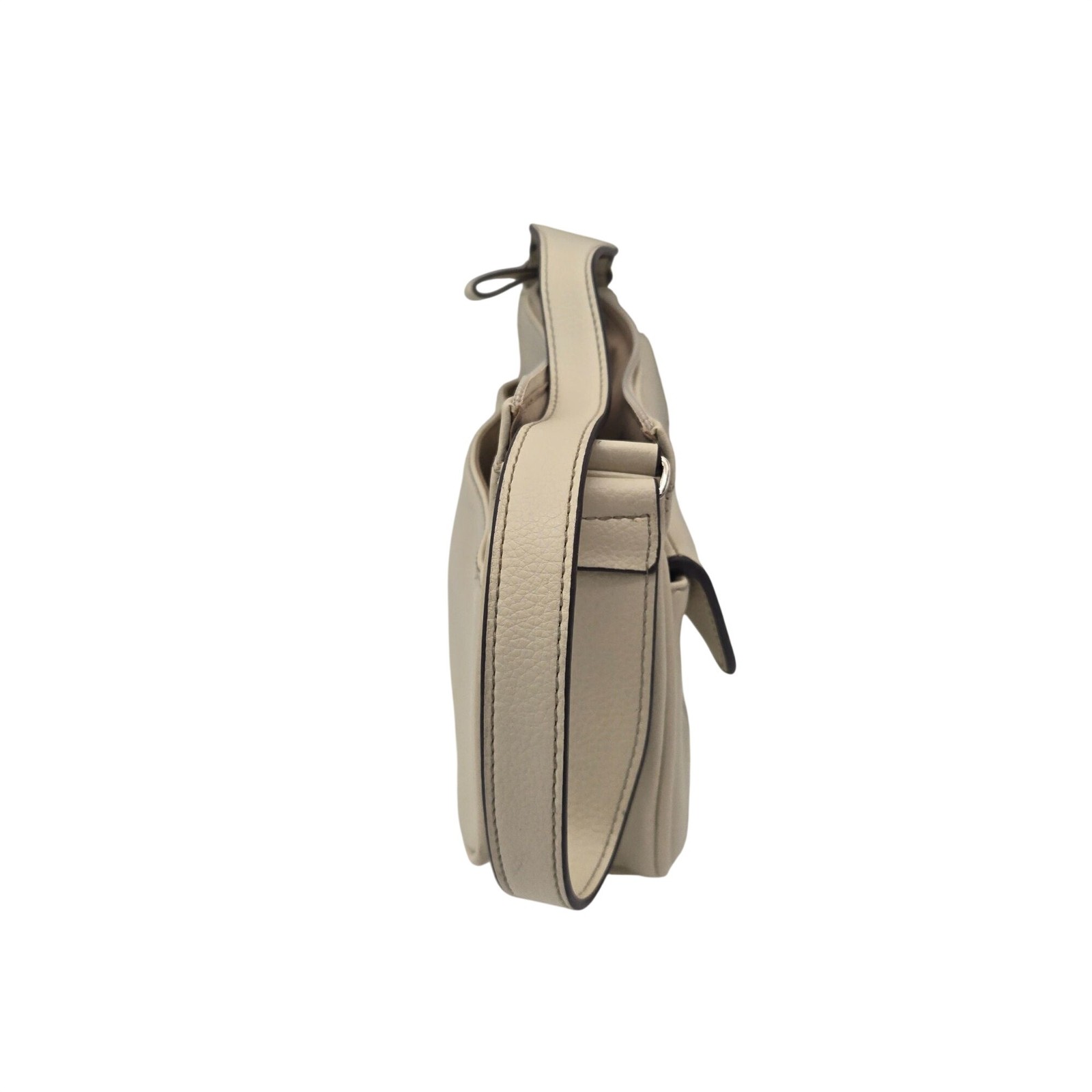Villager Beige Faux Leather Shoulder Bag With Buckle Accent & Zipper Closure