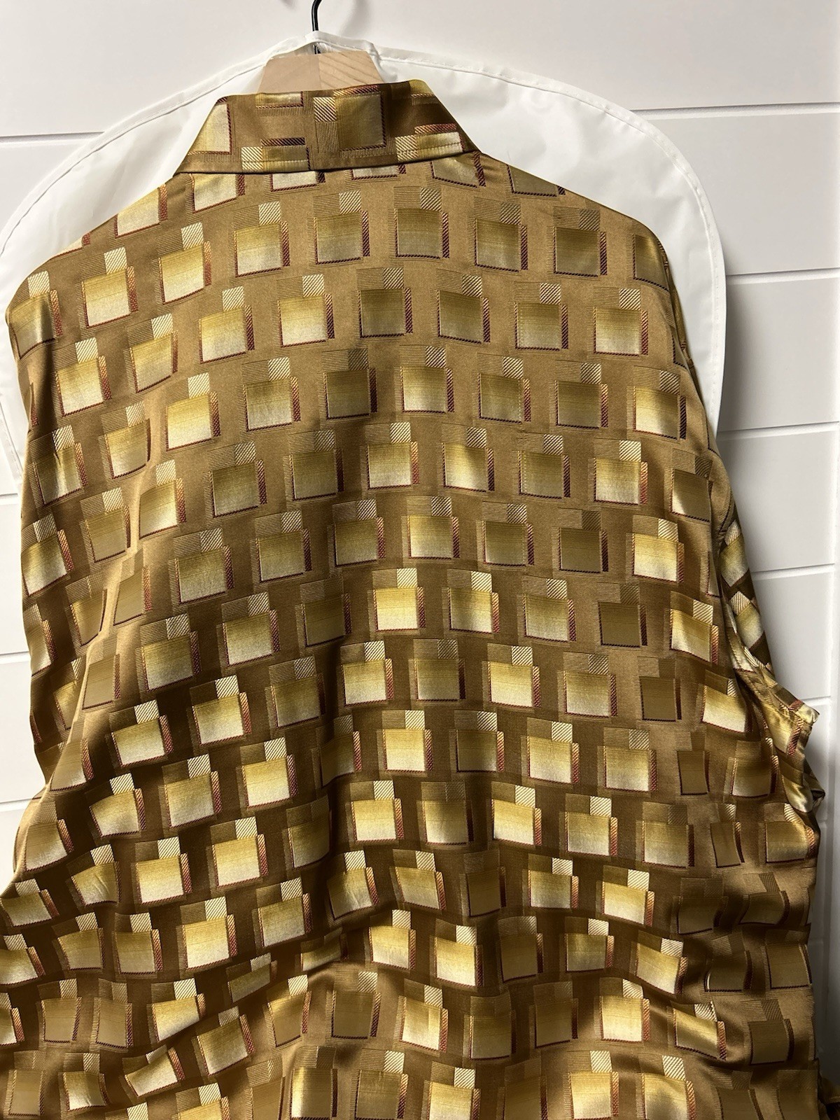 CDS Creme De Silk Couture by Egdon Heath Mens 100% Silk Shirt Size 3XL Gold Bric