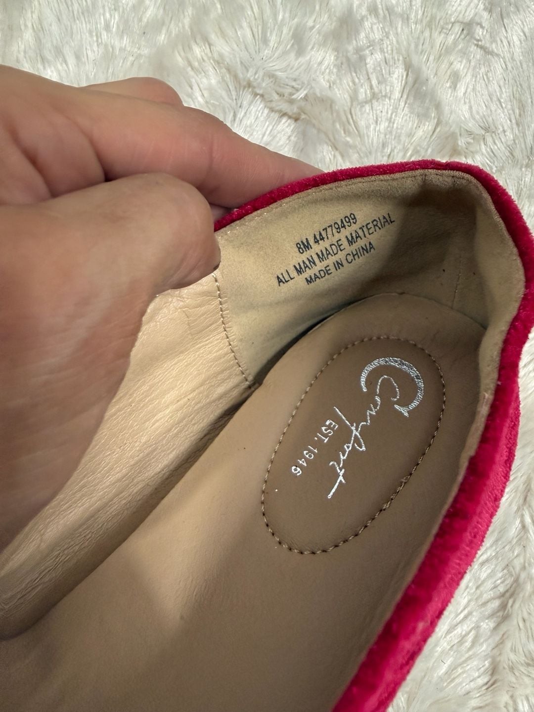 Comfort Est. 1946 Red Velvet Pointed Toe Flats with Rhinestone Strap