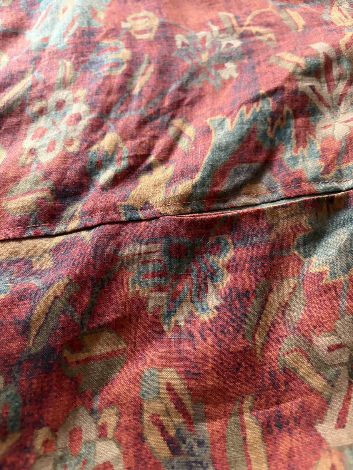 Quilted Jacket Cotton Vintage Floral Pattern Pockets Oriental Boho One Size
