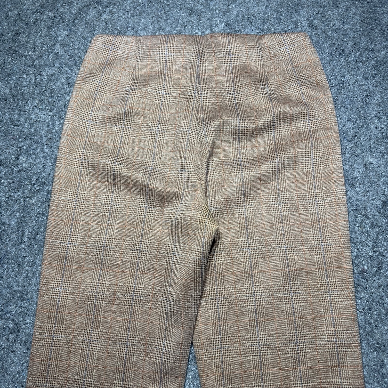 Lysse Plaid Casual Elastic Waist Stretch Pull On Straight Leg Women Sz M
