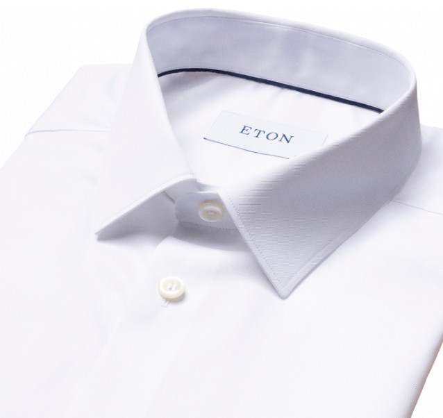 Men Eton White Shirt Single Cuff Pointed Collar Size 36 14 Super Slim Fit