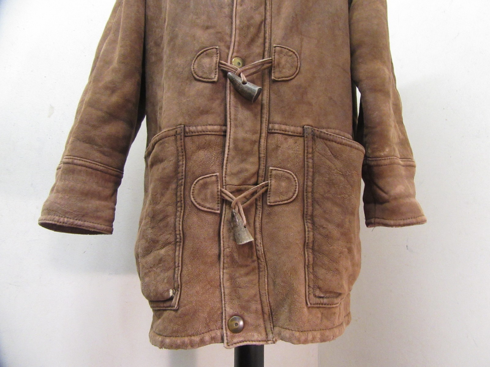 VINTAGE MORLANDS SHEEPSKIN LEATHER DUFFLE BANE JACKET SIZE 40 OR M