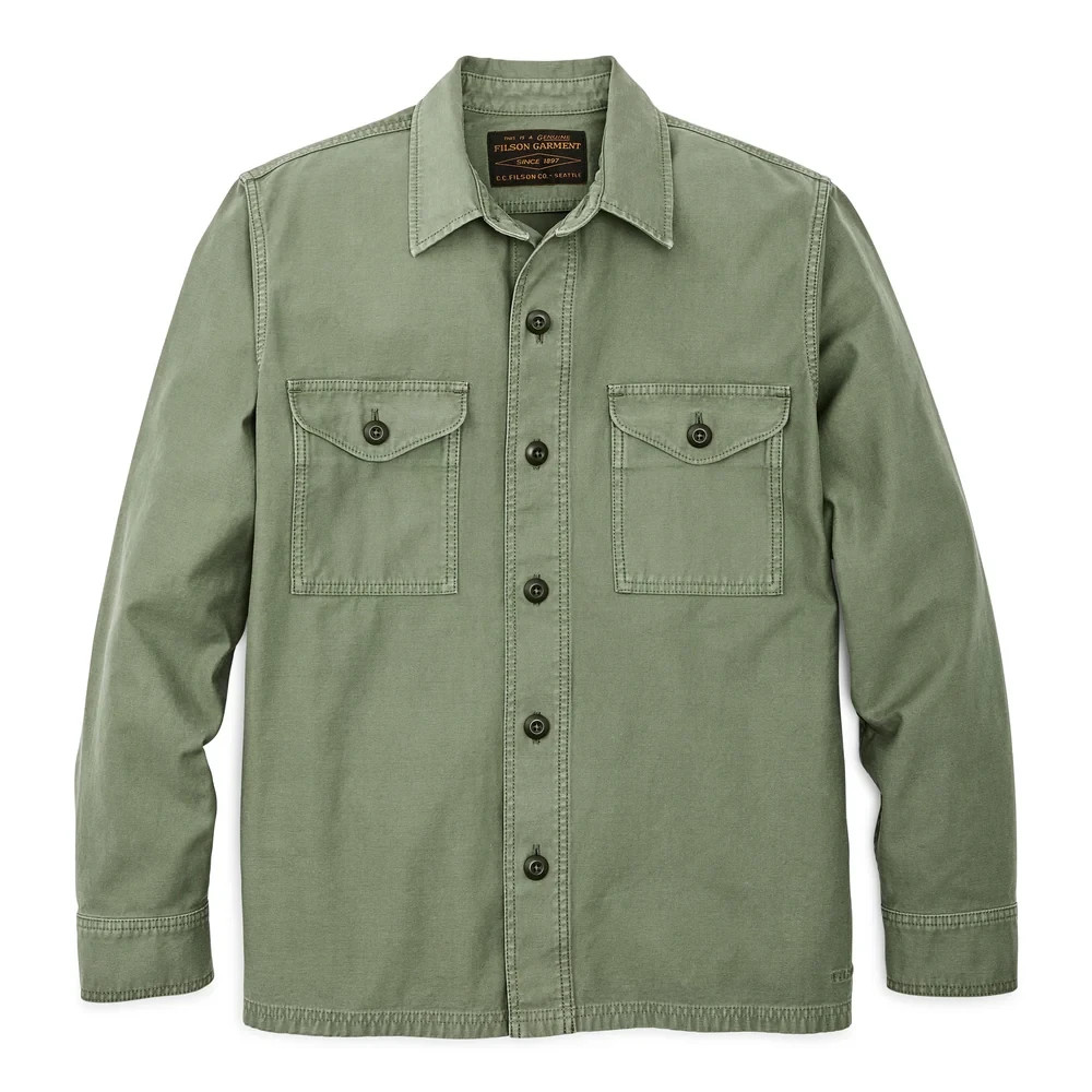 Filson Field Jac-Shirt Washed Fatigue Green Cotton Mens M Overshirt NWT
