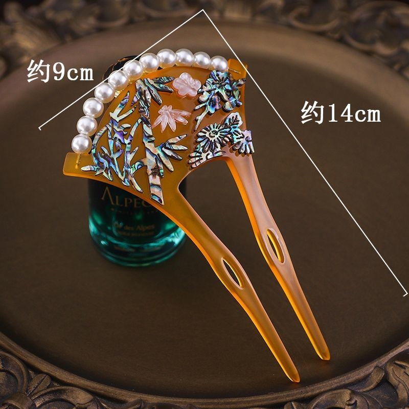 Chinese Style Hairpin Bridal Headpiece Vintage U Shaped Fan Hair Stick Accessory