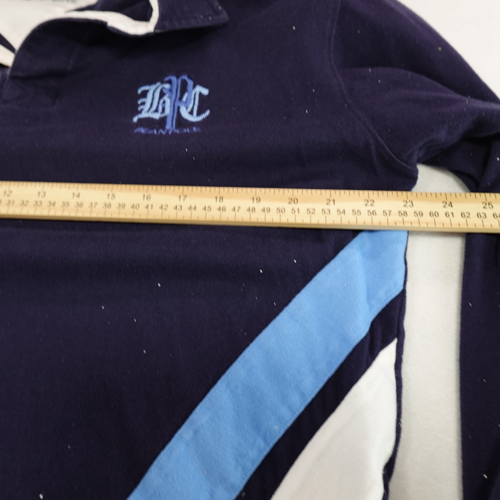 Beanpole Jeans L 105cm Rugby Pullover Large Bike Logo Splatter Flaws