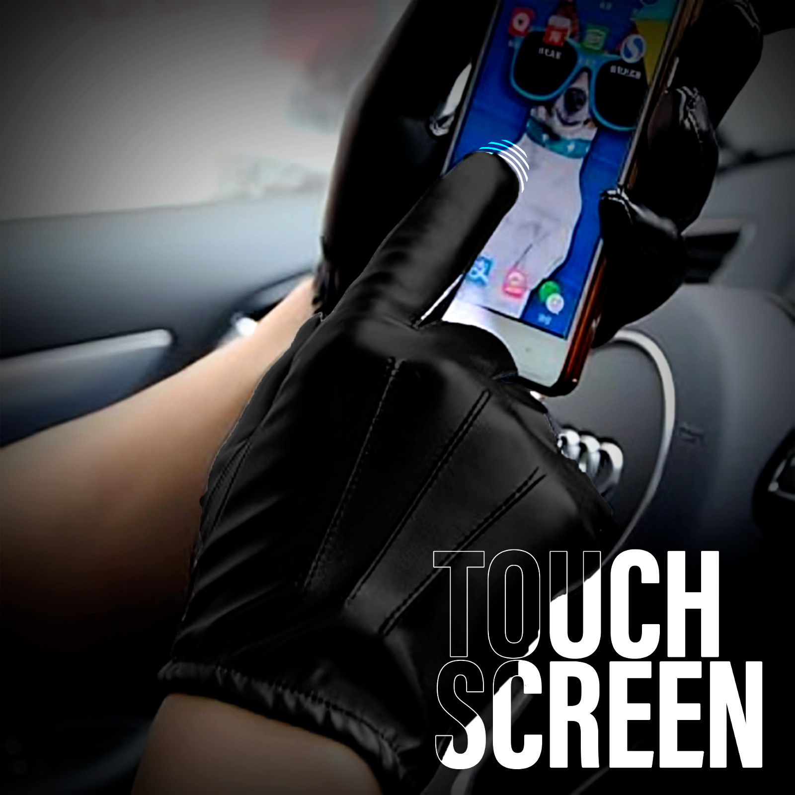 Men’s Driving Gloves Car Motorcycle Bikers Genuine Leather Police Drivers Glove