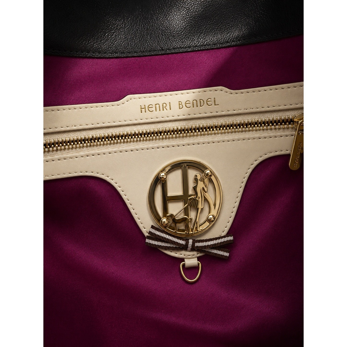 Henri Bendel Black Vintage Vegan Leather Envelope Clutch Crossbody Bag Gold