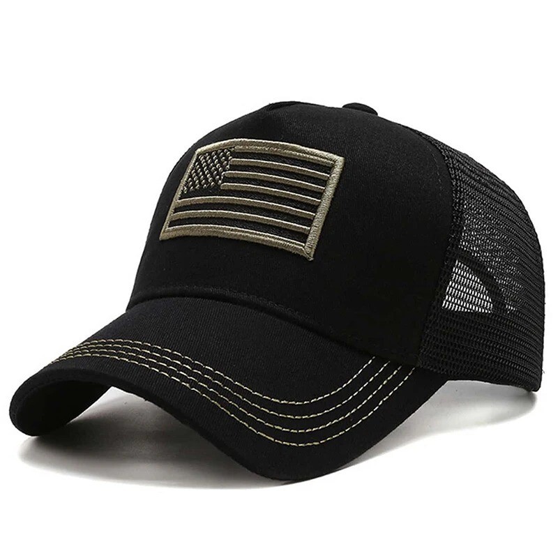 American Flag Embroidery Baseball Net Cap Spring and Summer Outdoor Adjustable
