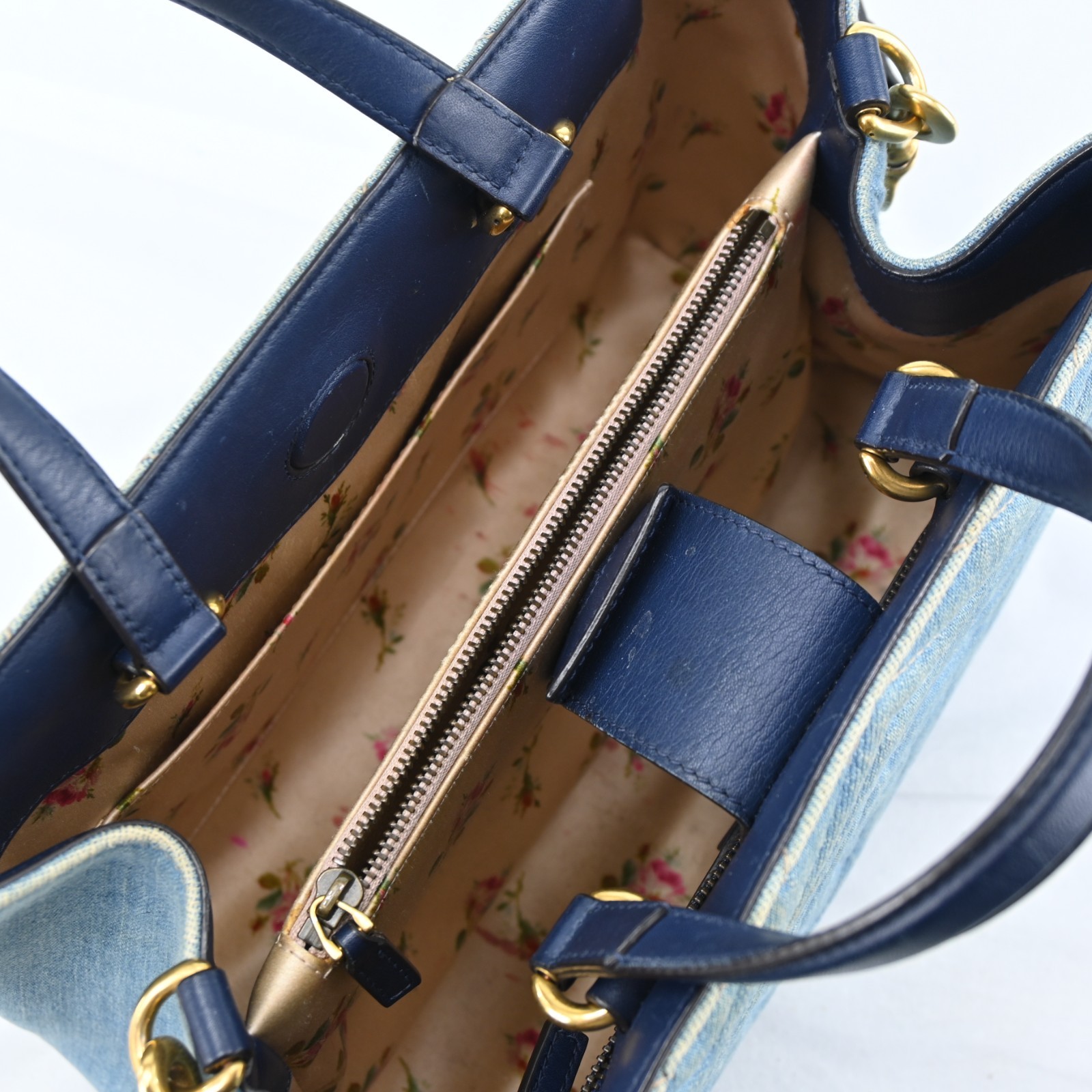 GUCCI 448054 Marmont denim x leather 2Way Hand Bag Shoulder Bag R3909YR805