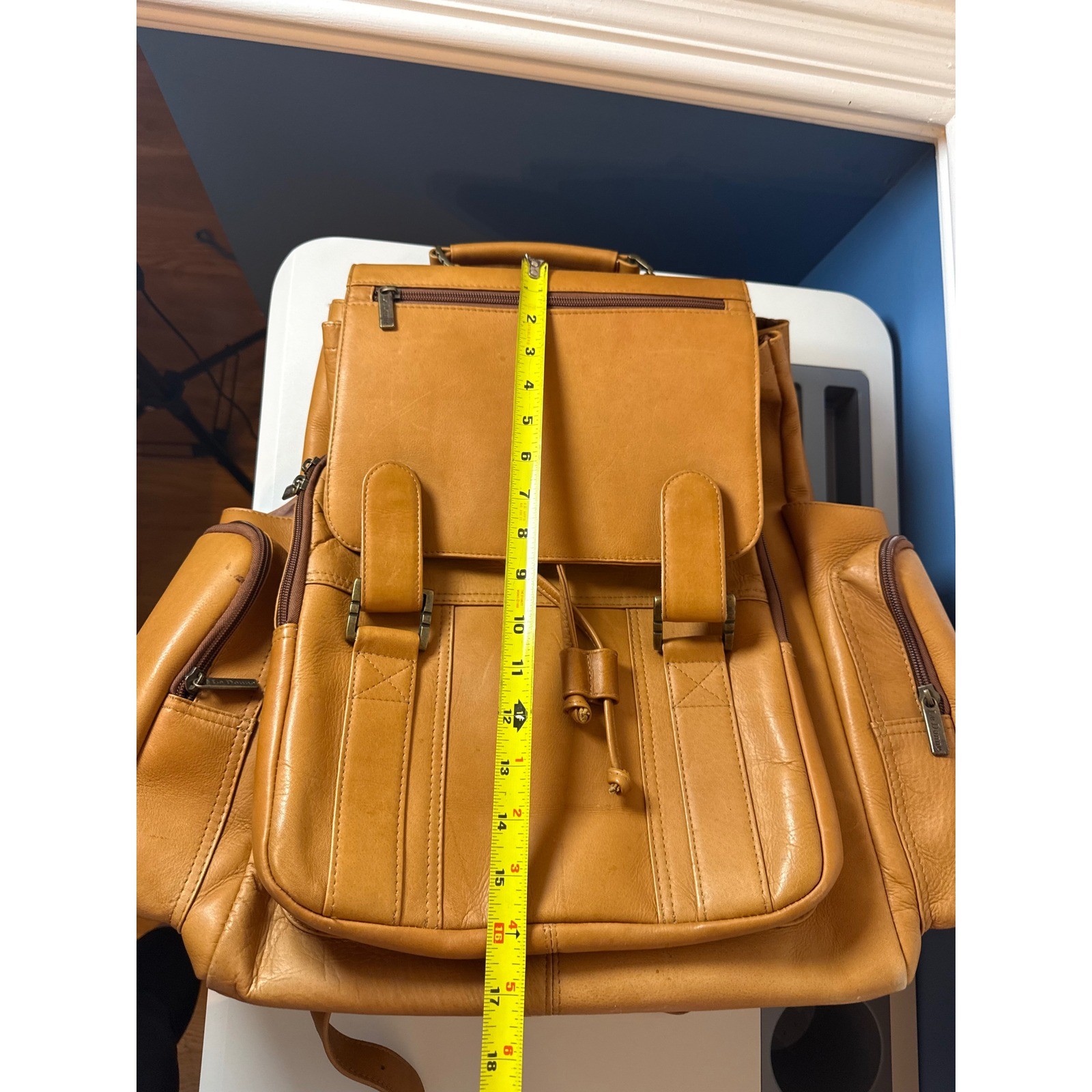 Le Donne Leather Backpack Unisex Large Tan Vintage Colombian Rucksack Travel