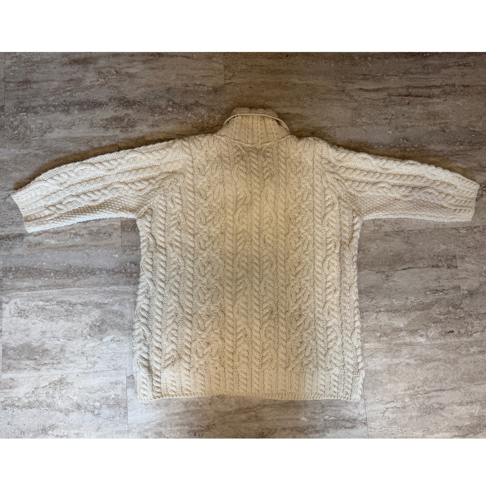 Aran Crafts Ireland Merino Wool Cable Knit Cardigan Cream women’s Large