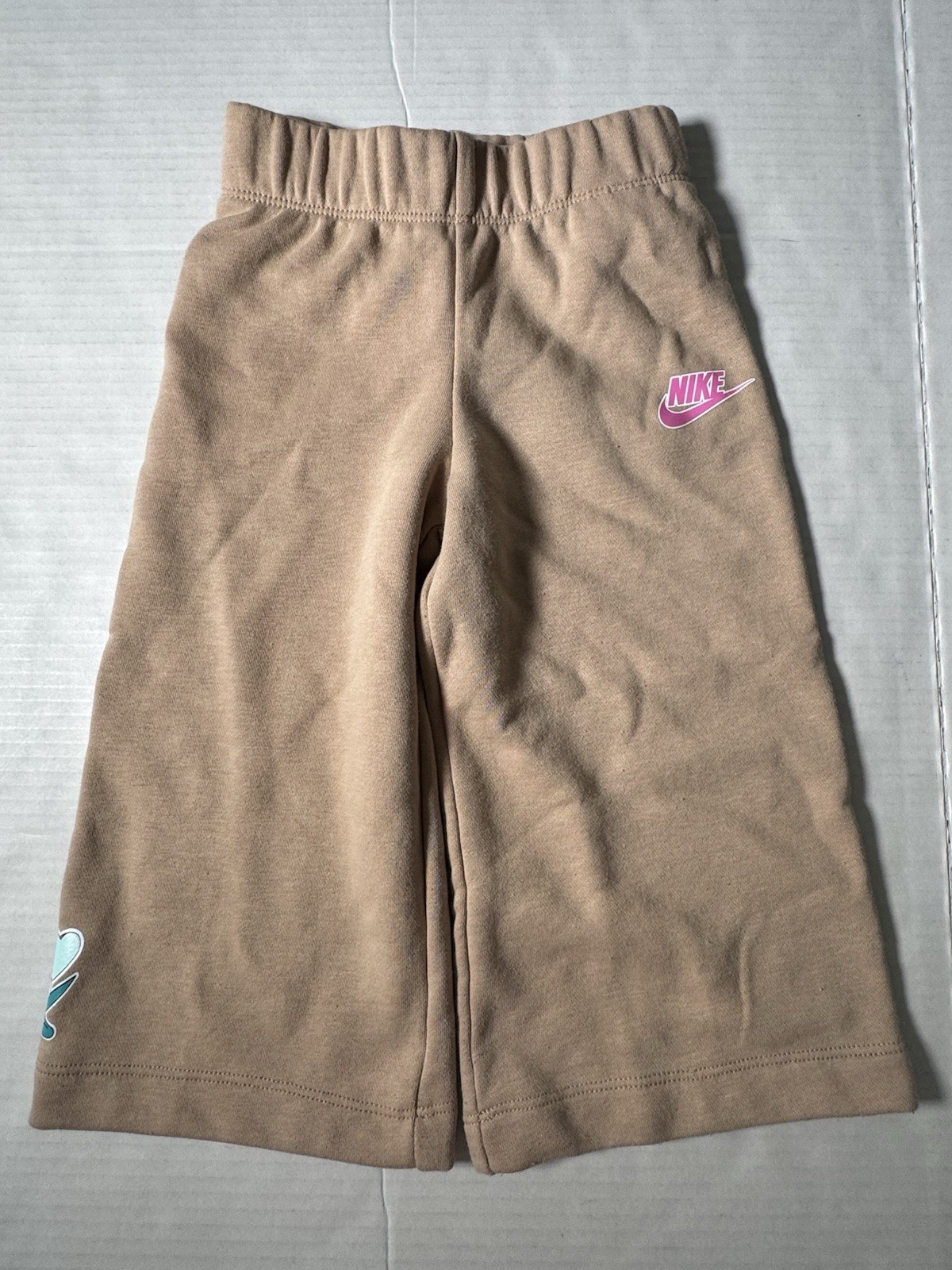 Pre Owned Excellent Nike Flare Sweatpants Printed Brown Tan Toddler Girl Size 2T