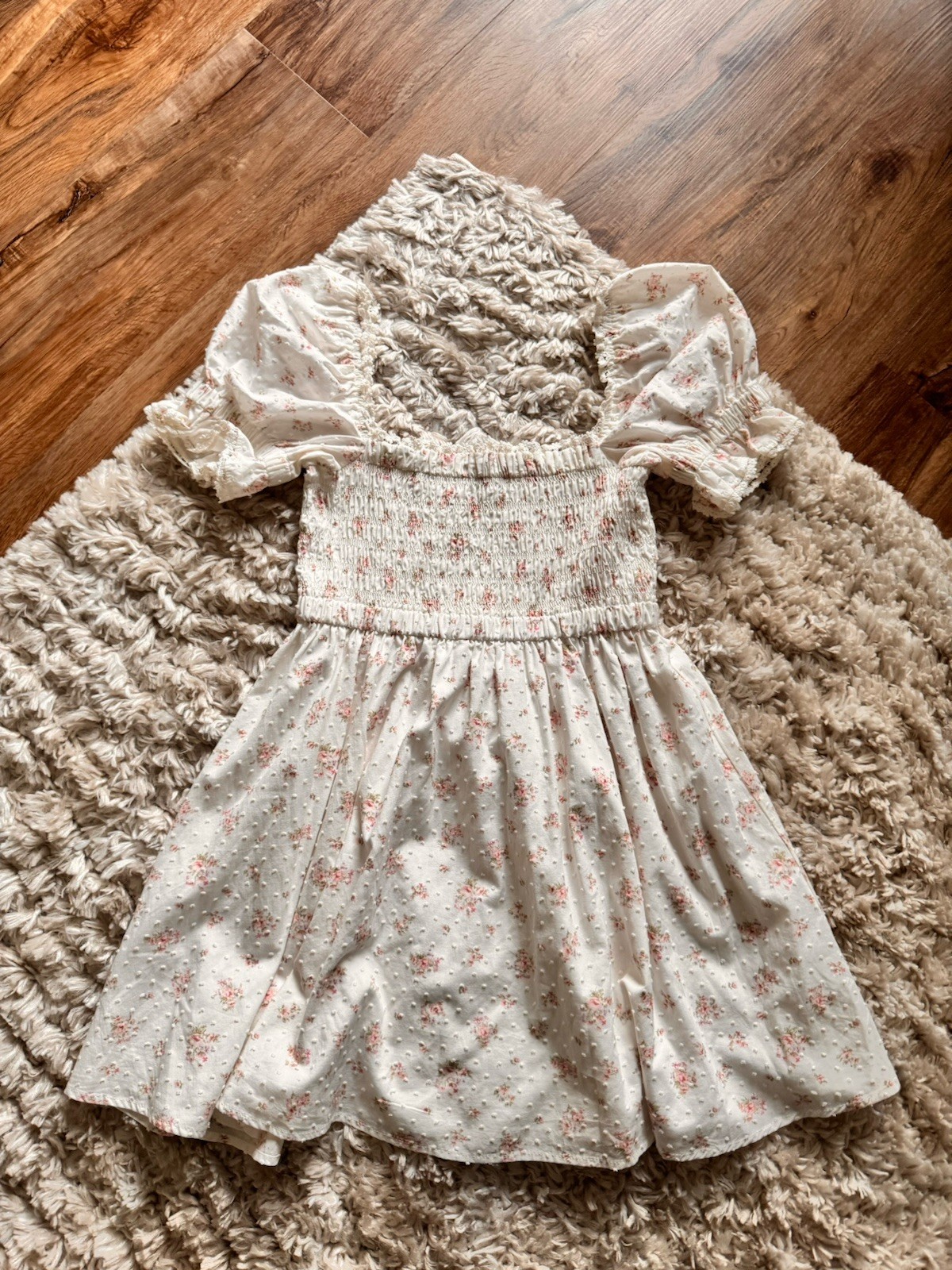 Altar’d State Women’s Mini Floral Dress Medium Puff Sleeves Lace