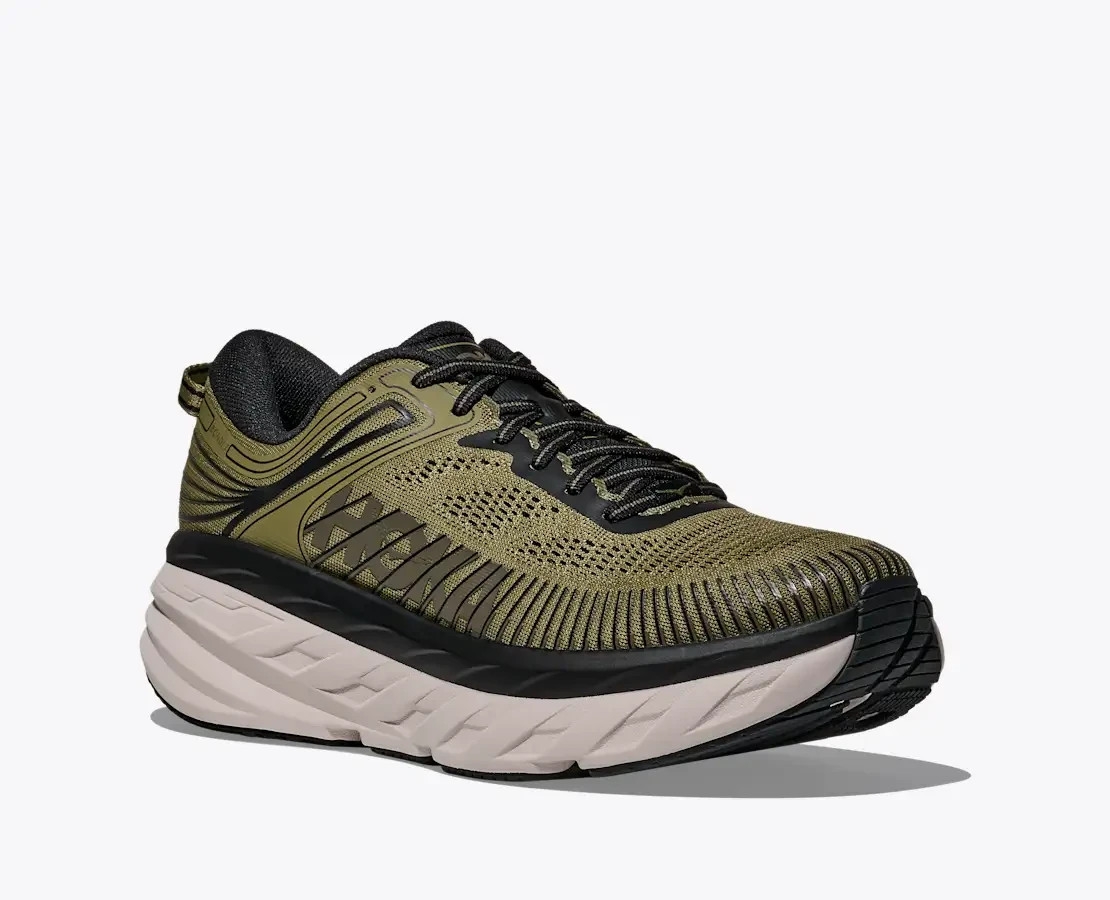HOKA BONDI 7 1110518 WLDR Wild Lime Black Men Unisex Lifestyle Walking Shoes