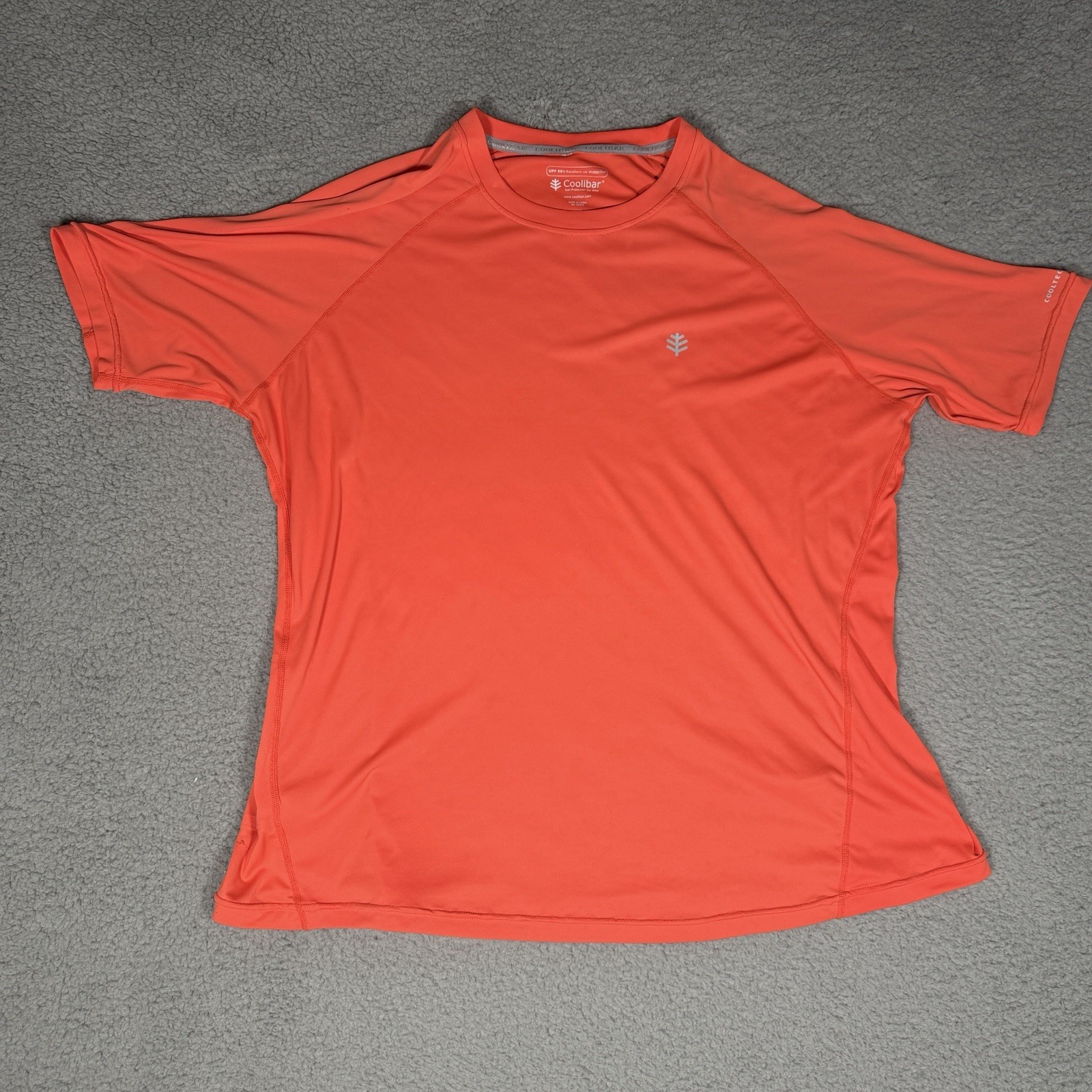 Coolibar Agility Performance Short Sleeve T-Shirt Men’s 2XL Vivid Coral UPF 50+