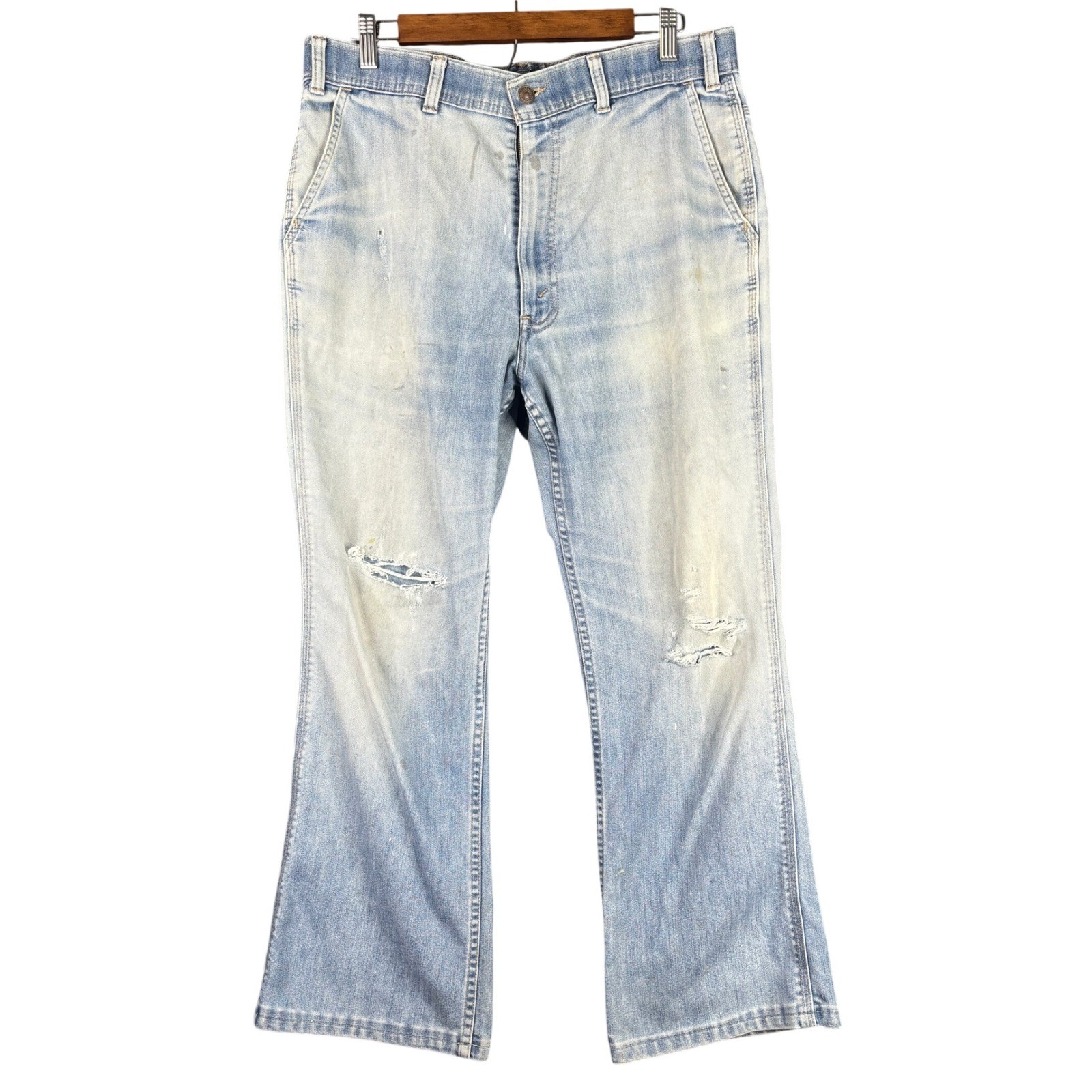Vintage 80s Levi’s 567 Bell Bottom Orange Tab Flare Jeans 34×30 Disco Very Soft