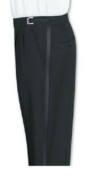 Men’s Black Tuxedo Pants Trousers Wool Adj. waist Prom 27 28 29 , 30 31 32