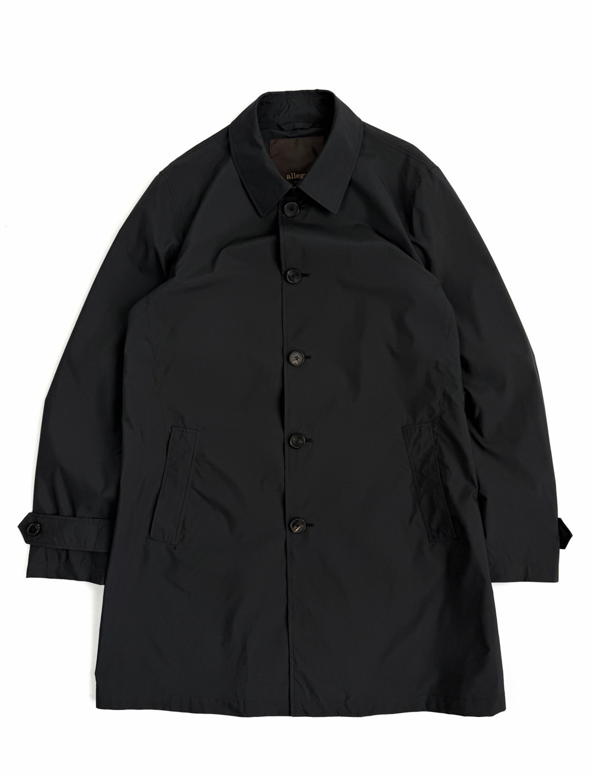 Allegri Milano Packable Raincoat Windbreaker Jacket Men IT 52 Black Nylon Italy