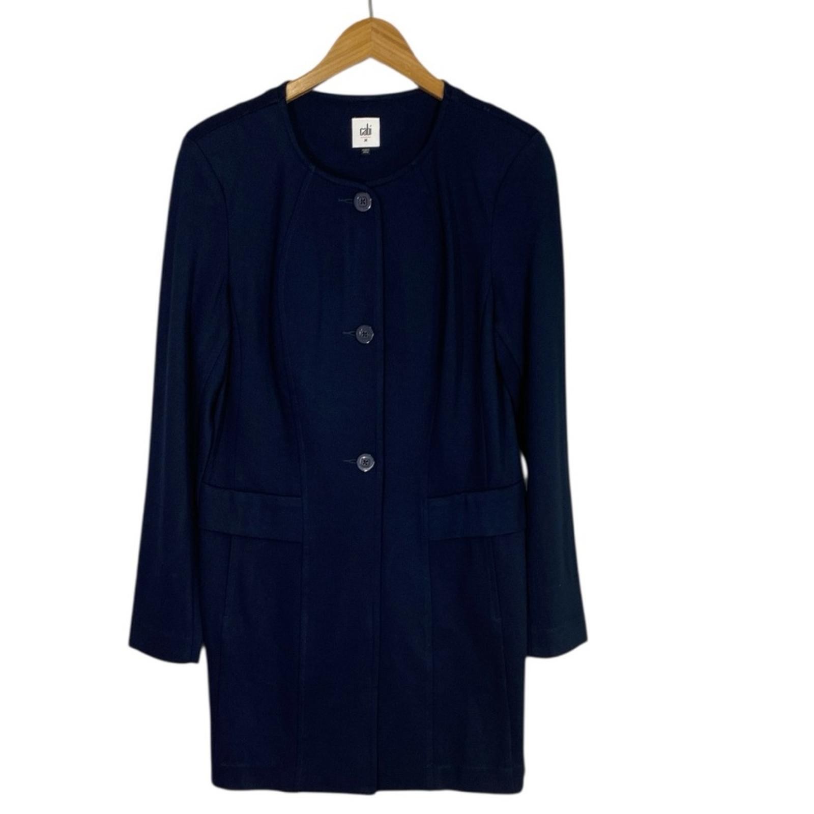CAbi #5093 Lido Navy 3 Button Front Jacket Womens Size Medium with Pockets