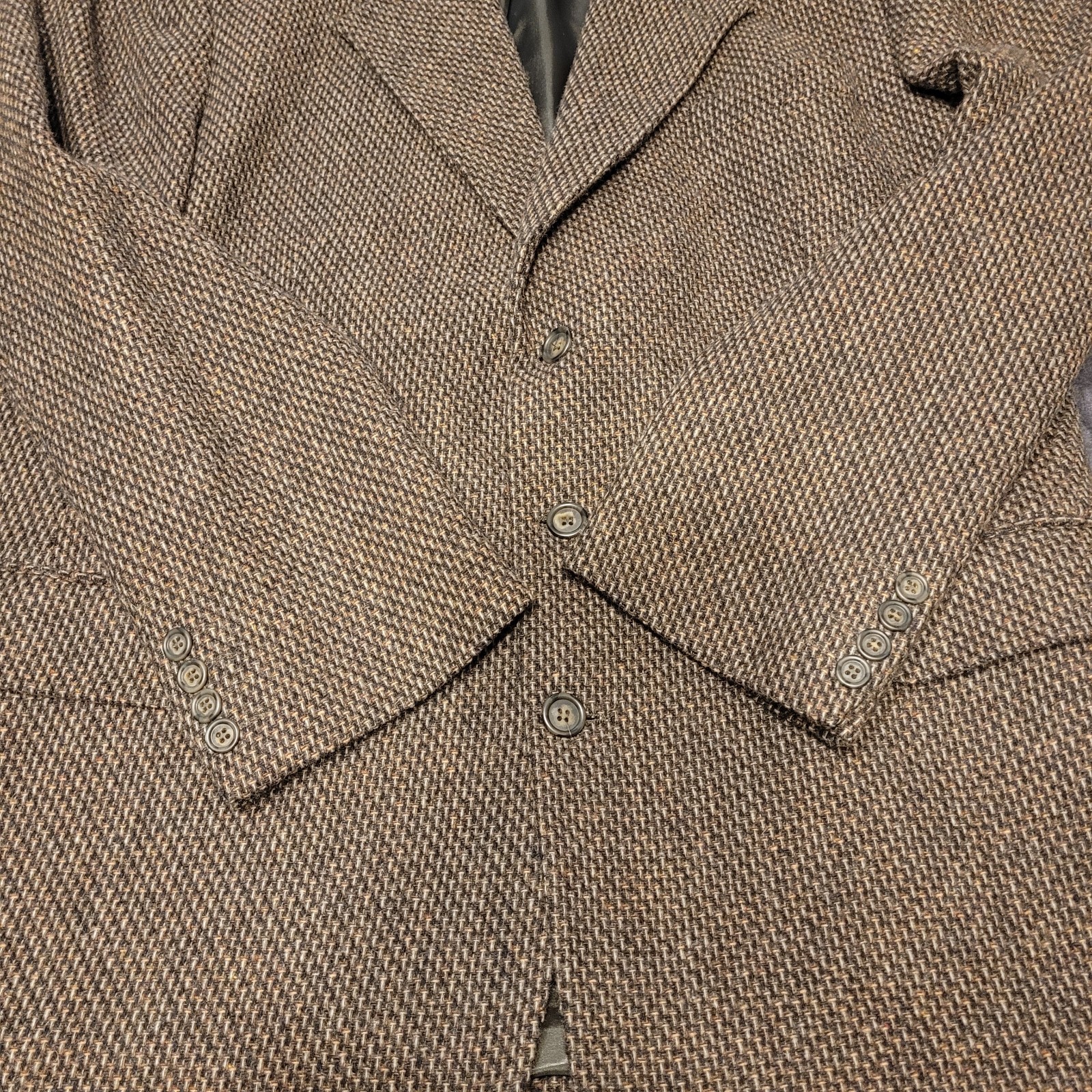 Yorkshire & Hill 46L Brown Tweed Wool Sport Coat Herringbone