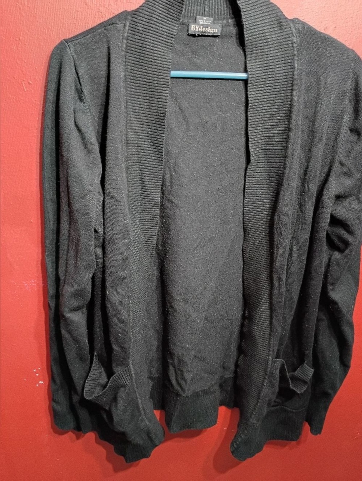 BYdesign Black Open-Front Shawl Collar Cardigan