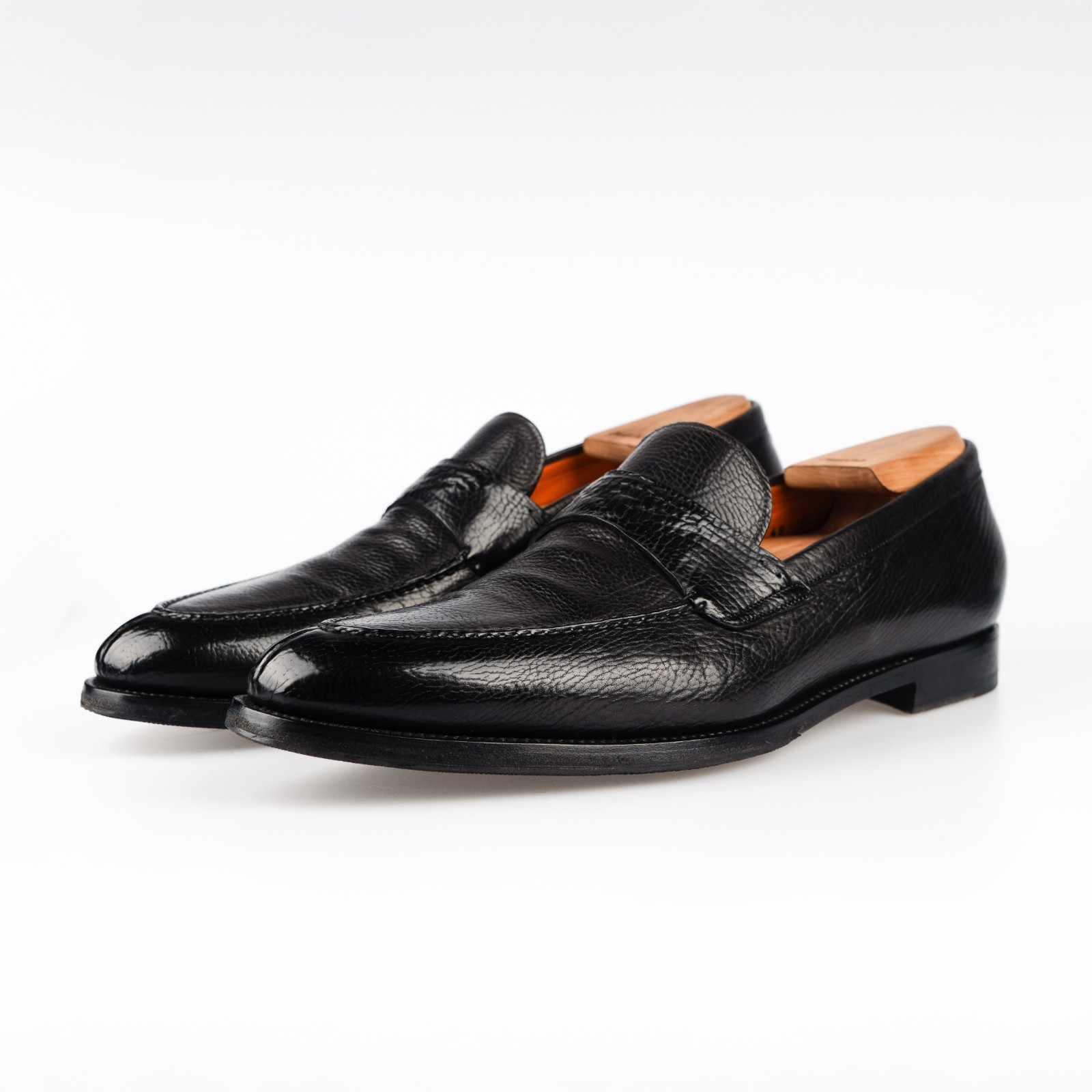 Great $1250 Santoni Gray Loafers Leather Shoes 10,5UK / 11,5US / 44,5EU