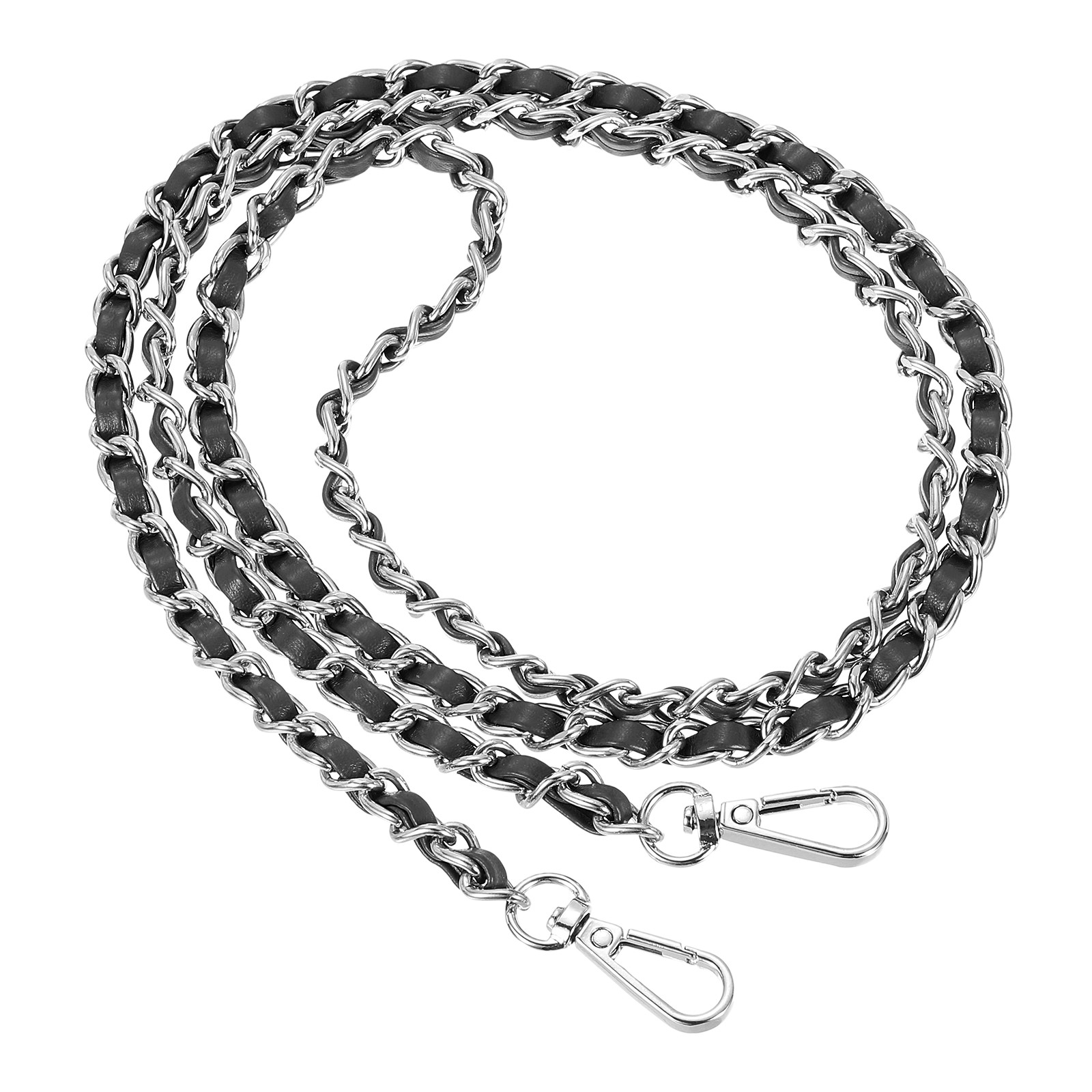 47″ Purse Chain Strap, DIY Bag Chain Strap Replacement Adjustable, Black&Silver