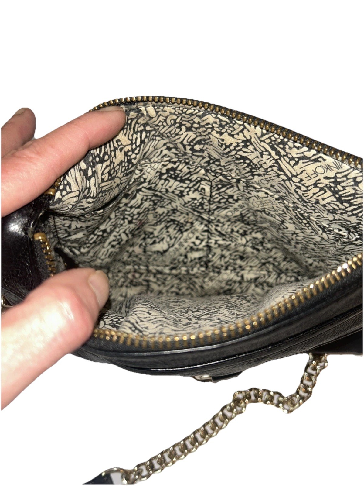 Rebecca Minkoff Mini MAC Black Leather Gold Chain Crossbody Shoulder Bag EUC