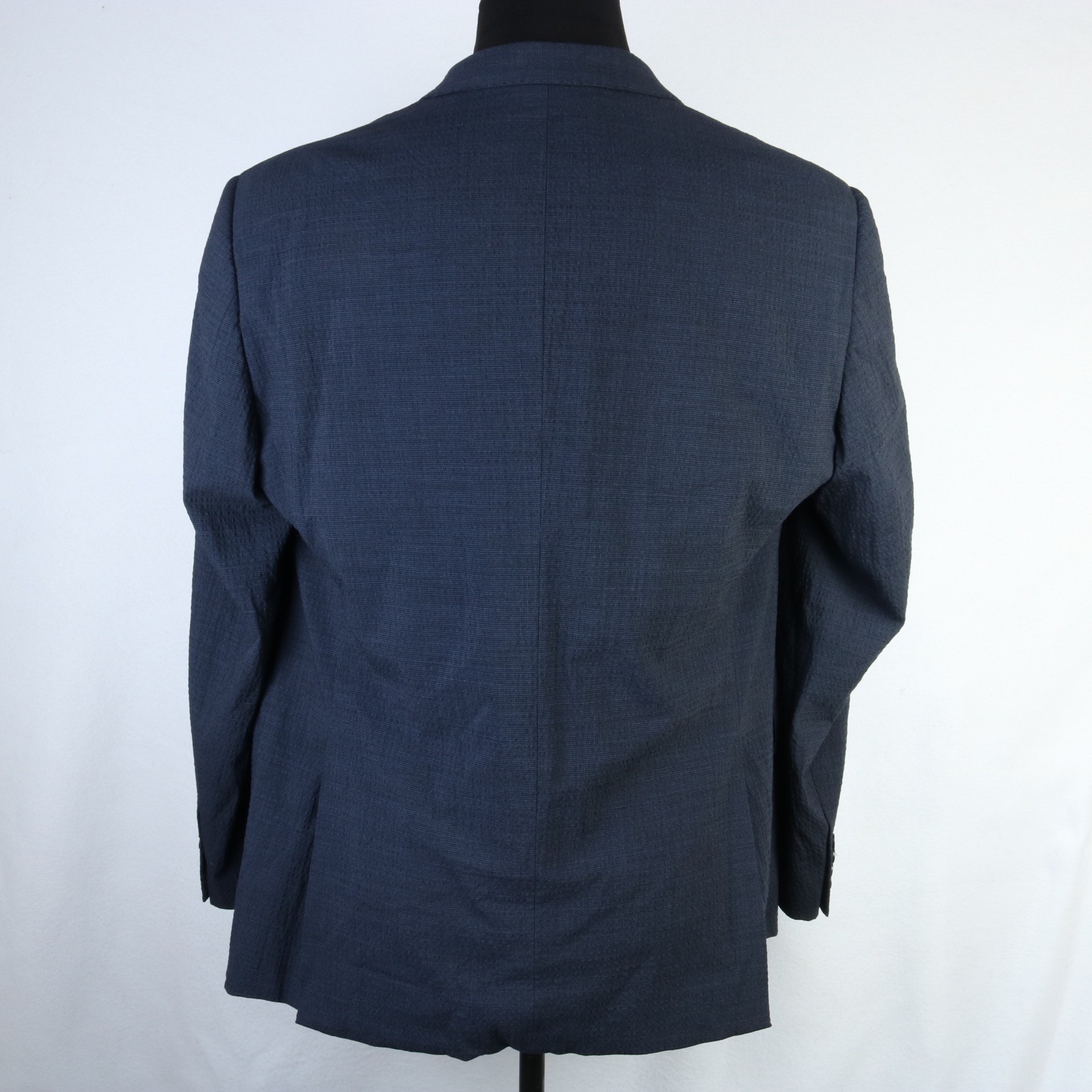 ARMANI COLLEZIONI NAVY BLUE WOOL SEERSUCKER SPORT COAT JACKET EU 58 US 44/46