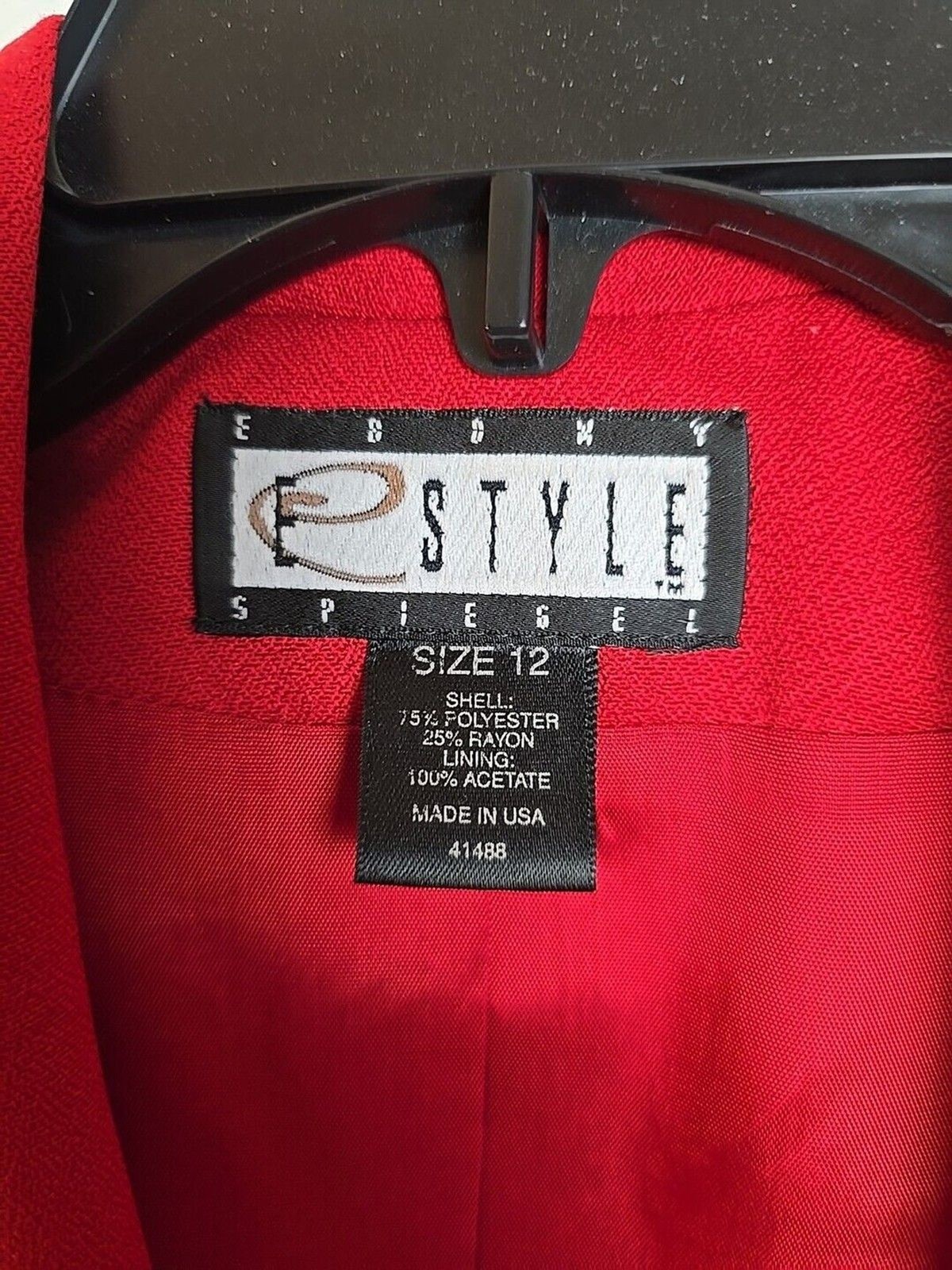 E Style Jacket Ladies Red 8 button design DBB Blazer Size 12 Front Pockets Wrap