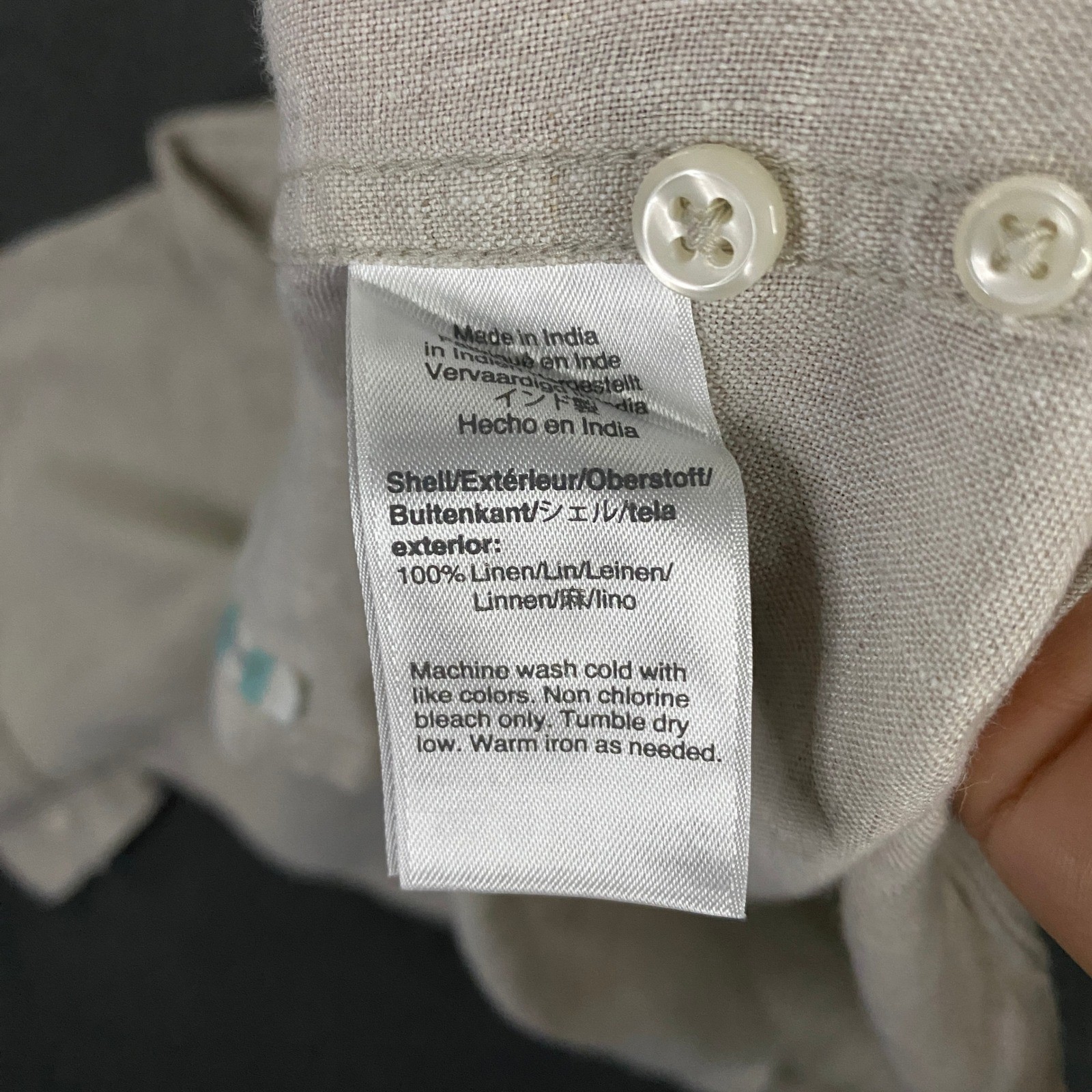 J.CREW Baird McNutt Irish Linen Shirt Mens Large Slim Unutucked Button Up Beige