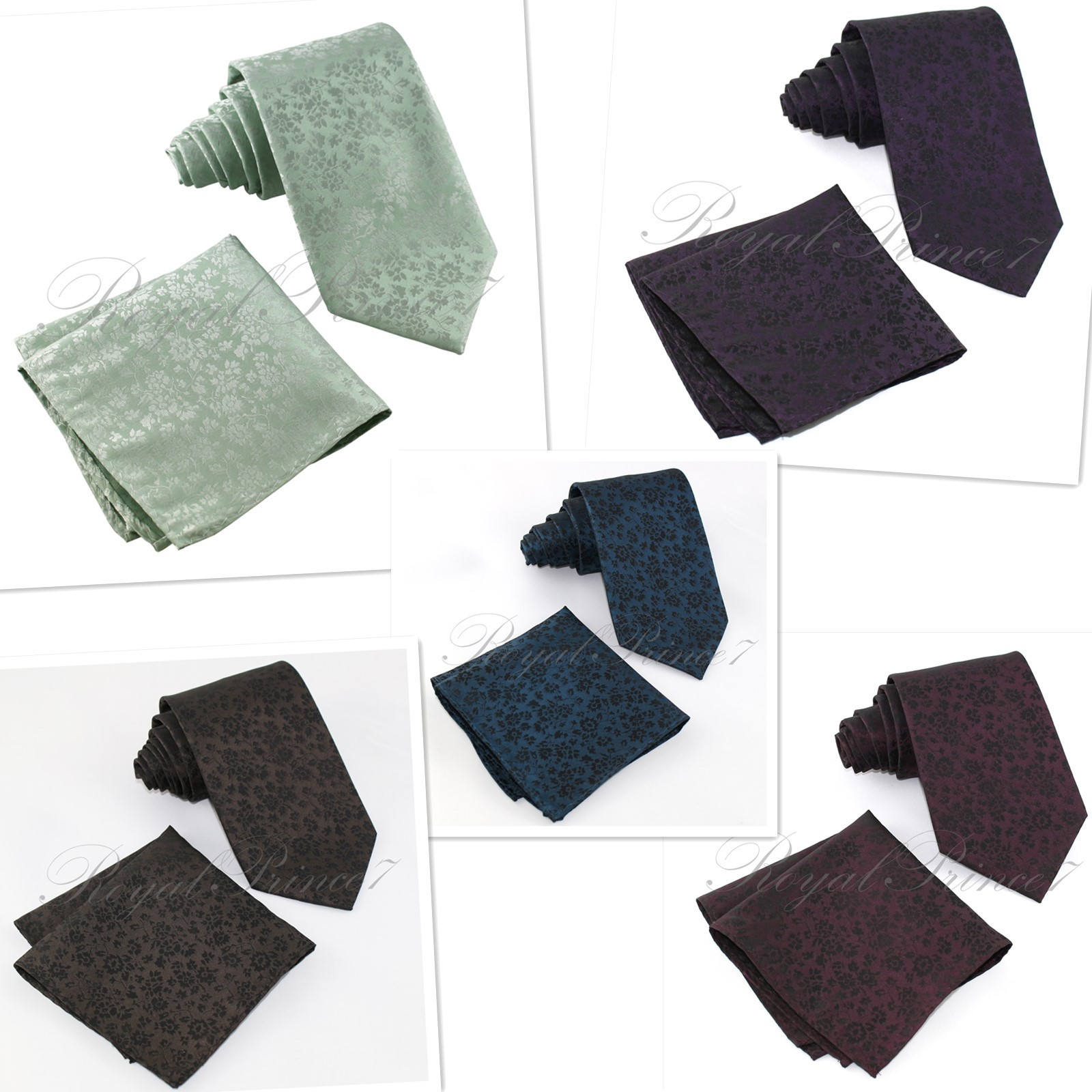Classic Floral Paisley Neck tie and & Pocket Square Hankie Formal Party Wedding