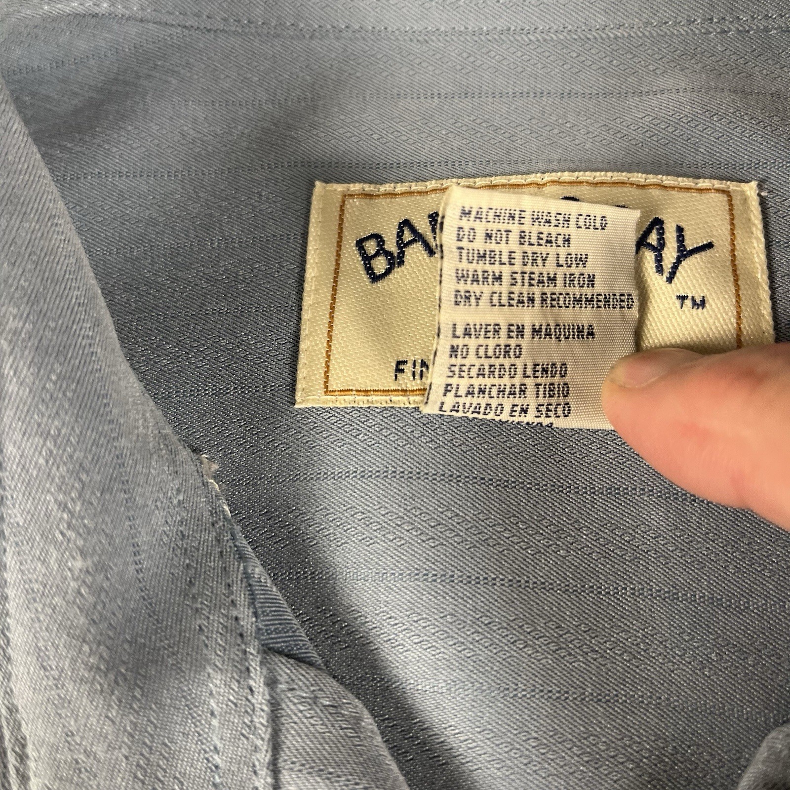 Bamboo Cay Men’s Shirtt With Palm Trees Embroidered – Blue/Cream. Large
