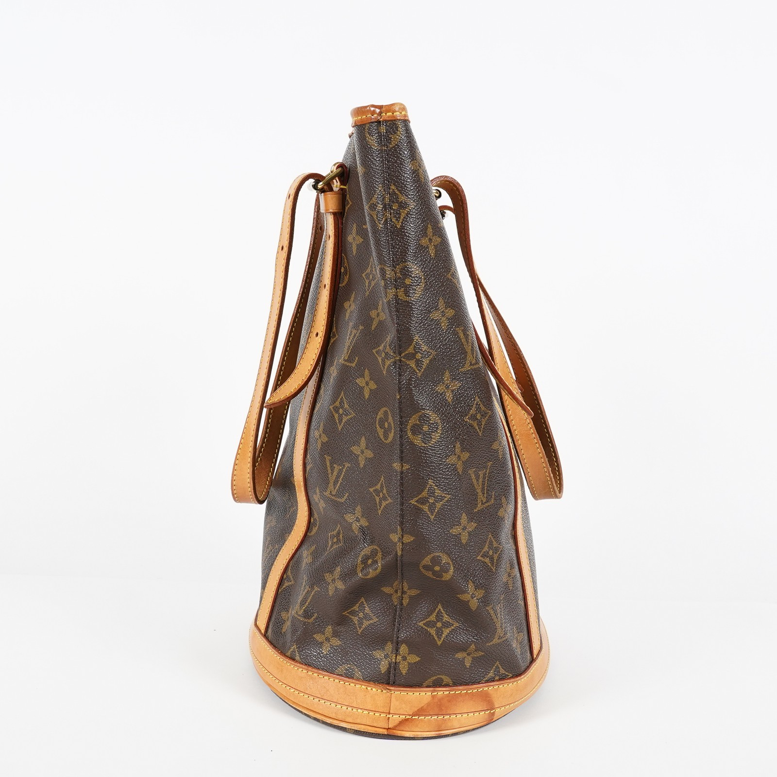 Louis Vuitton Monogram Bucket GM M42236 Tote Bag Brown w/Pouch Used 07E072420019