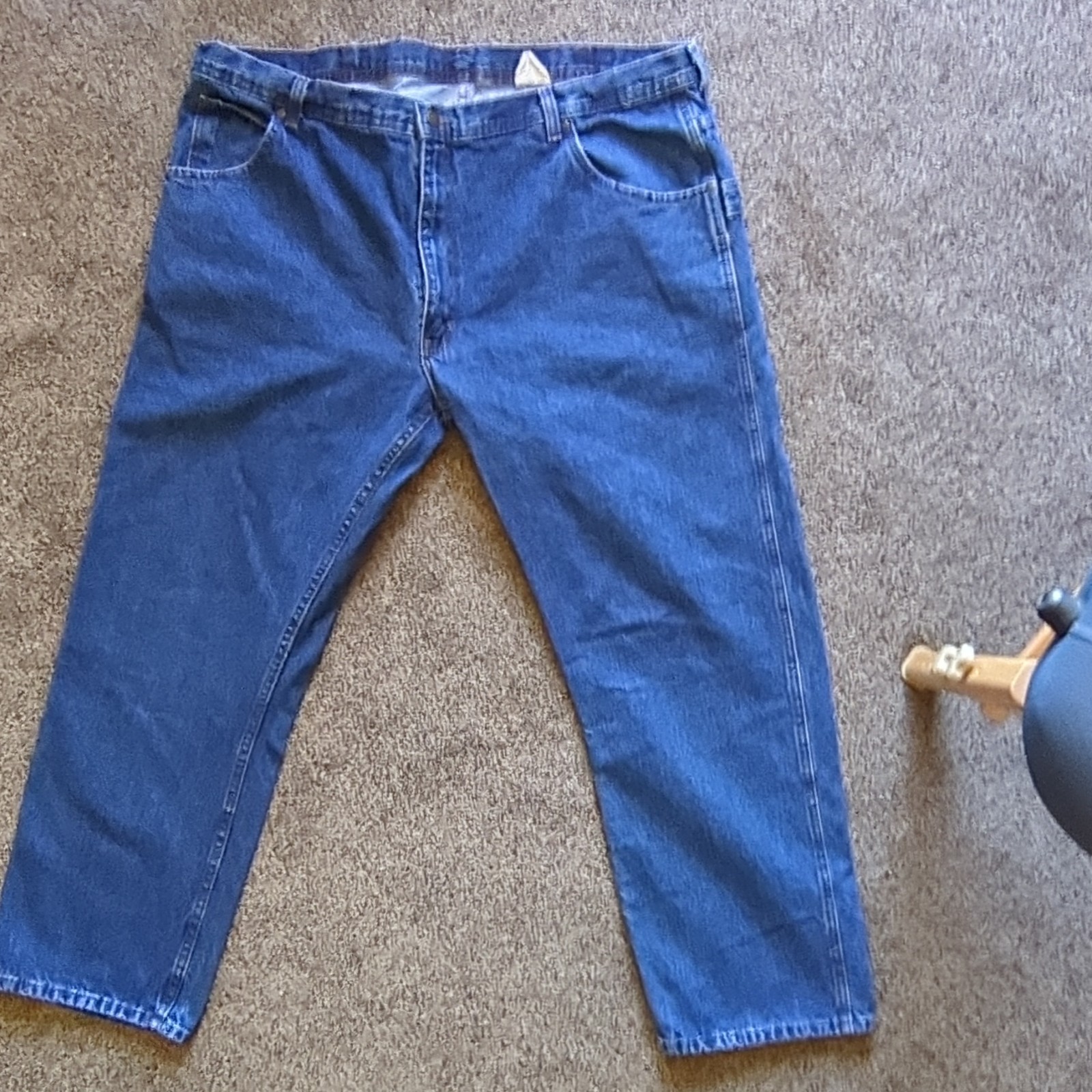Men’s Cell Phone Pocket Cotton Blue Denim Jeans Relaxed Fit Straight Leg