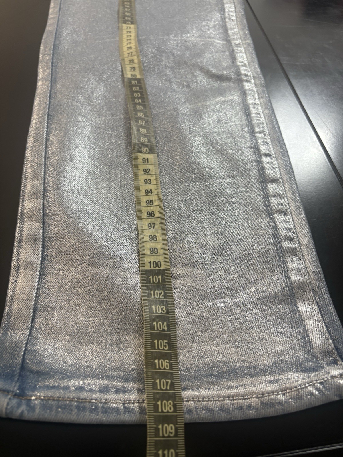 a.n.a Silver Straight Leg Jeans with Metallic Finish Size 4