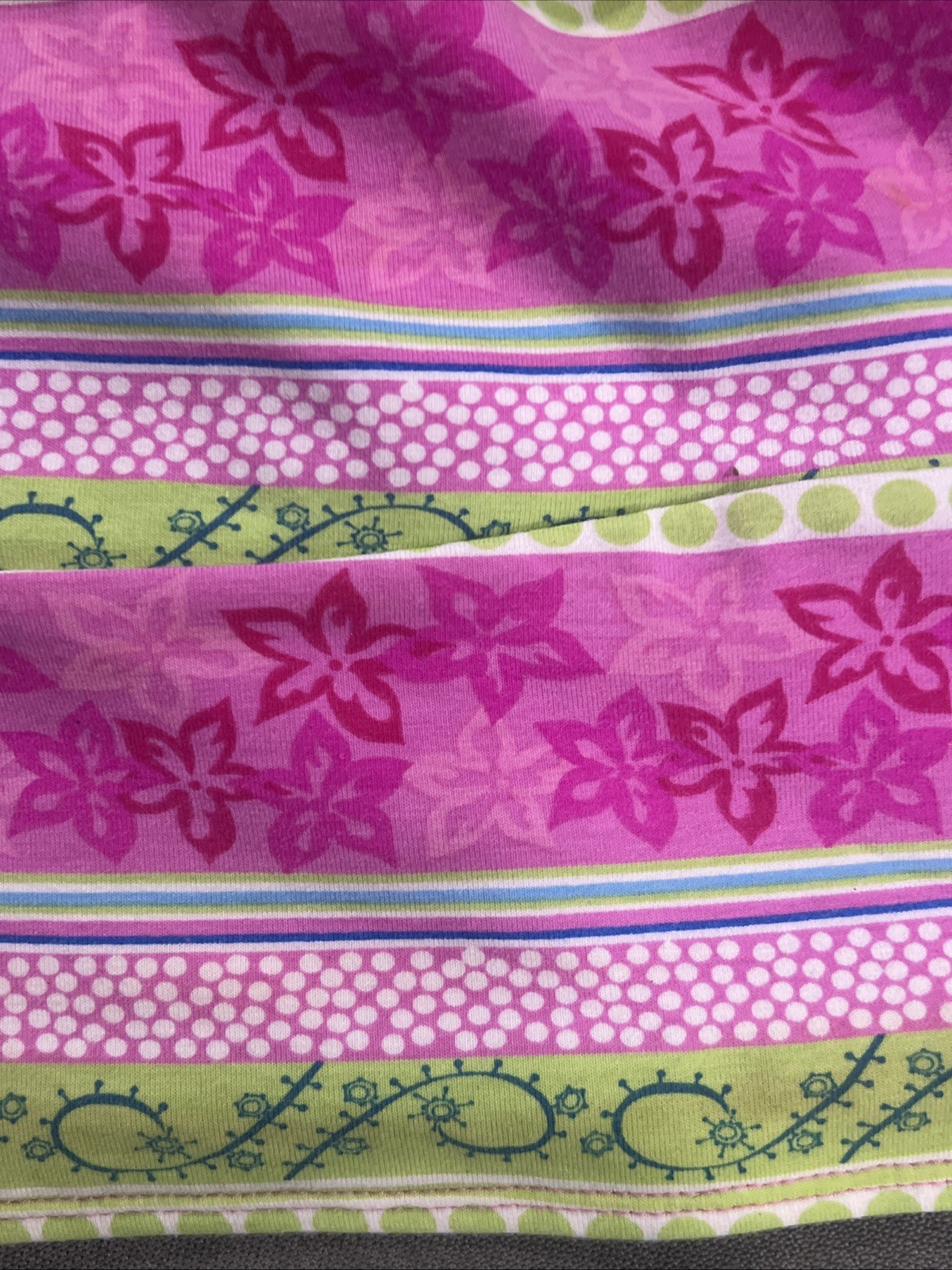 Vintage Sand N Sun Floral Tropical Pink Green Blue Bikini Top Tankini Crop L Y2K