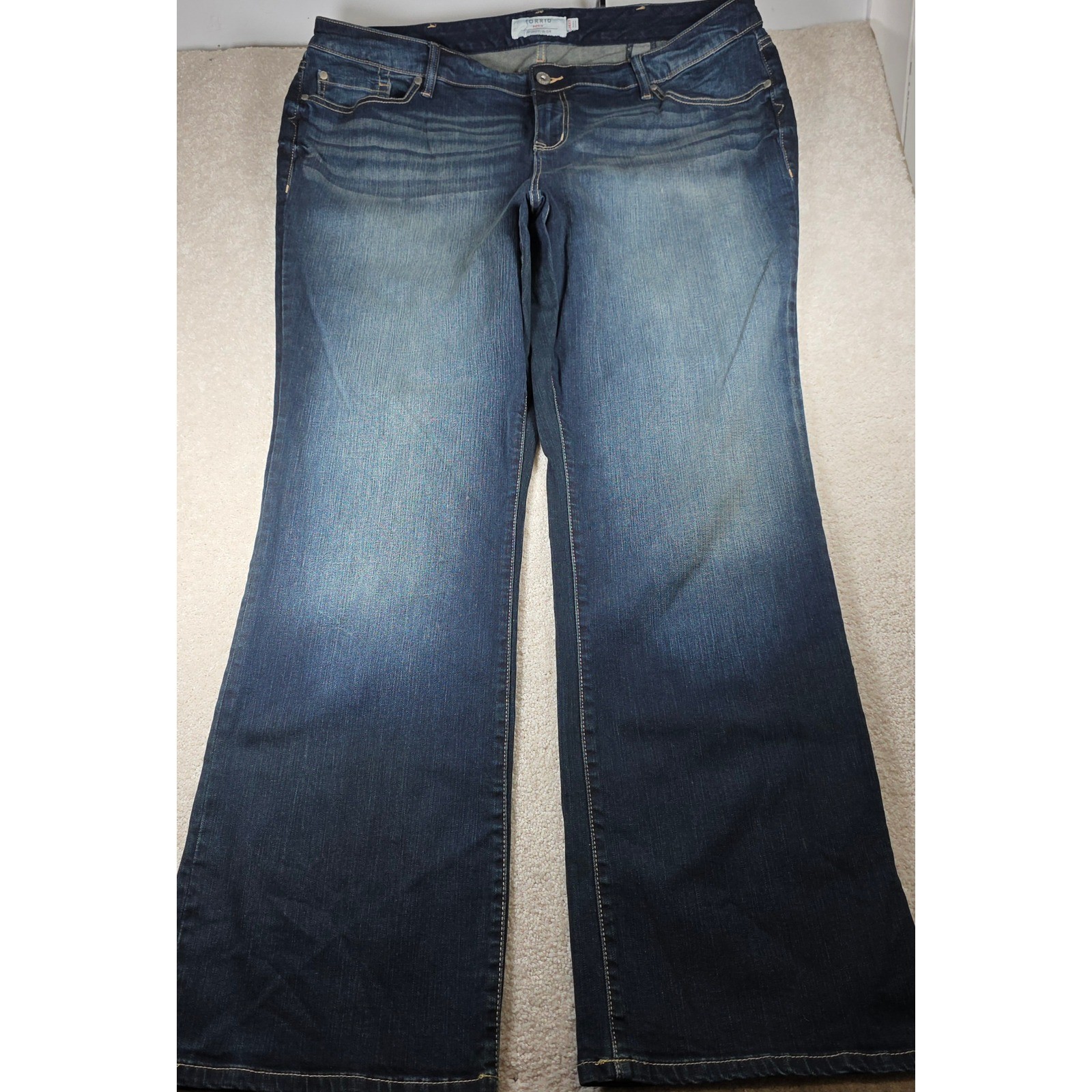 Torrid Wide Leg Jeans Womens 24XT Dark Wash First At Fit Stretch Denim 11370103