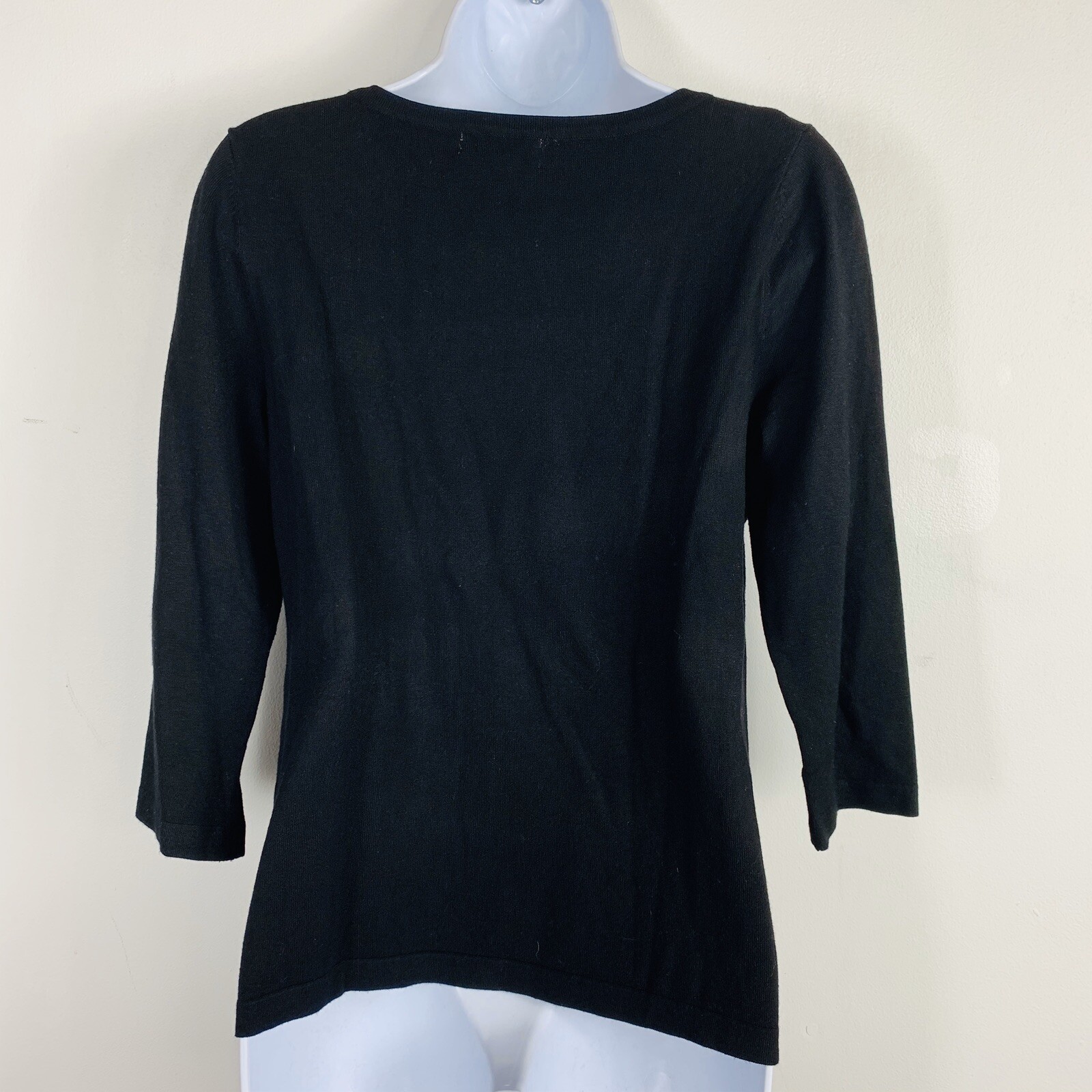 Spense Knits Sweater sz M Black Tight Knit Quiet Luxury Minimalist Modern Casual