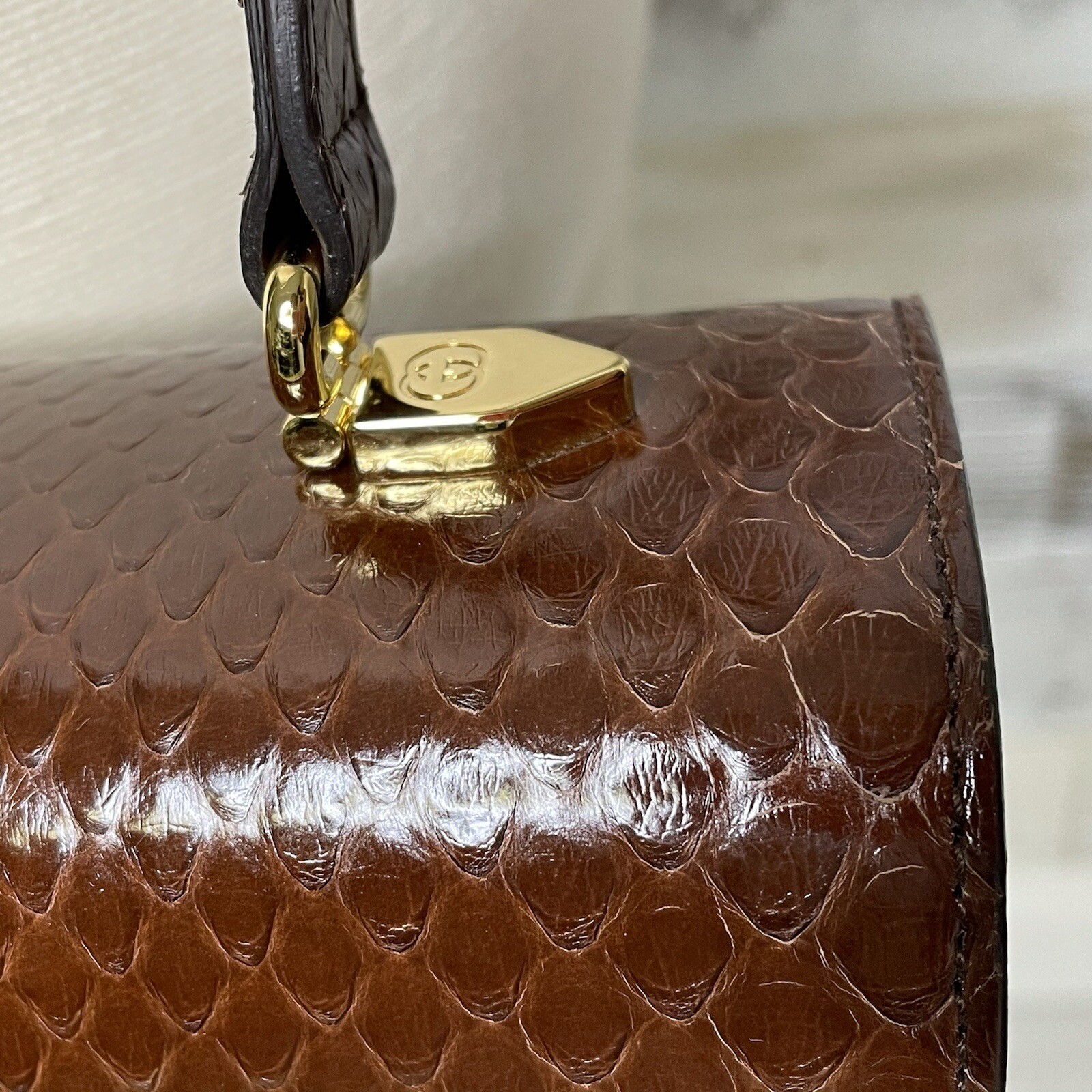 GUCCI Yellow Brown Python Bag Purse Exotic Designer Rare Collector Runway