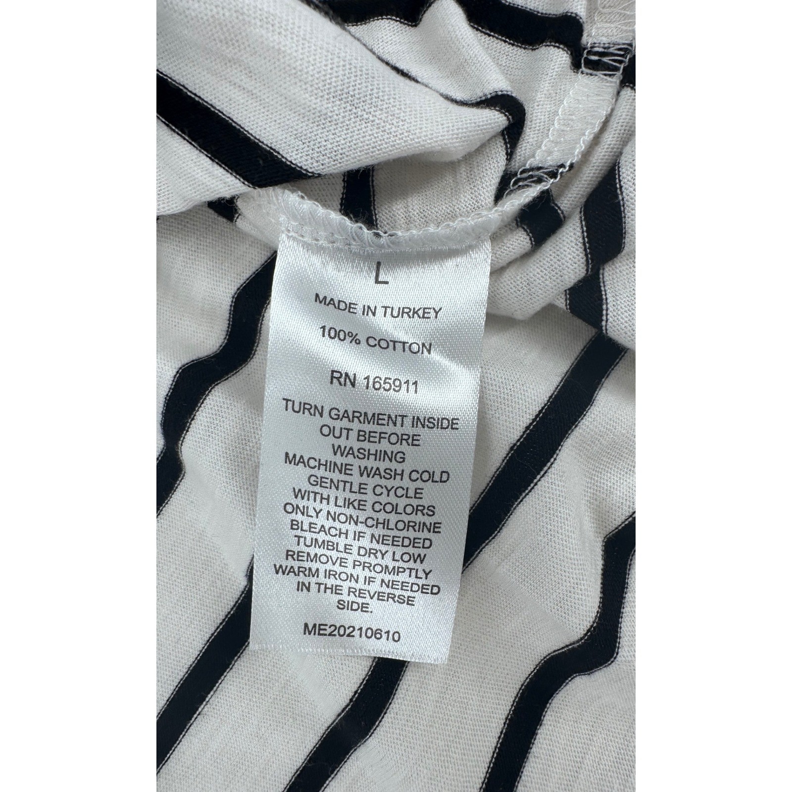 Grace + Karma Puff Sleeve Striped Top Women’s Large White Black NEW