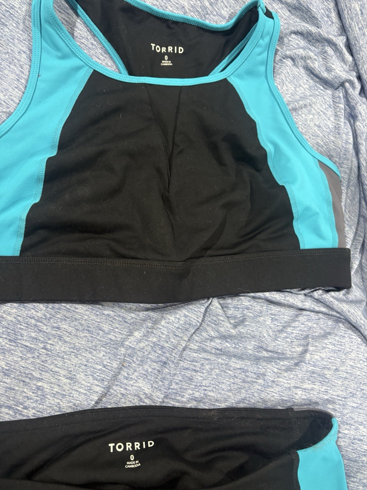 Torrid Colorblock Athletic Sports Bra & Leggings Set Pink Tan Blue Black Size 0R