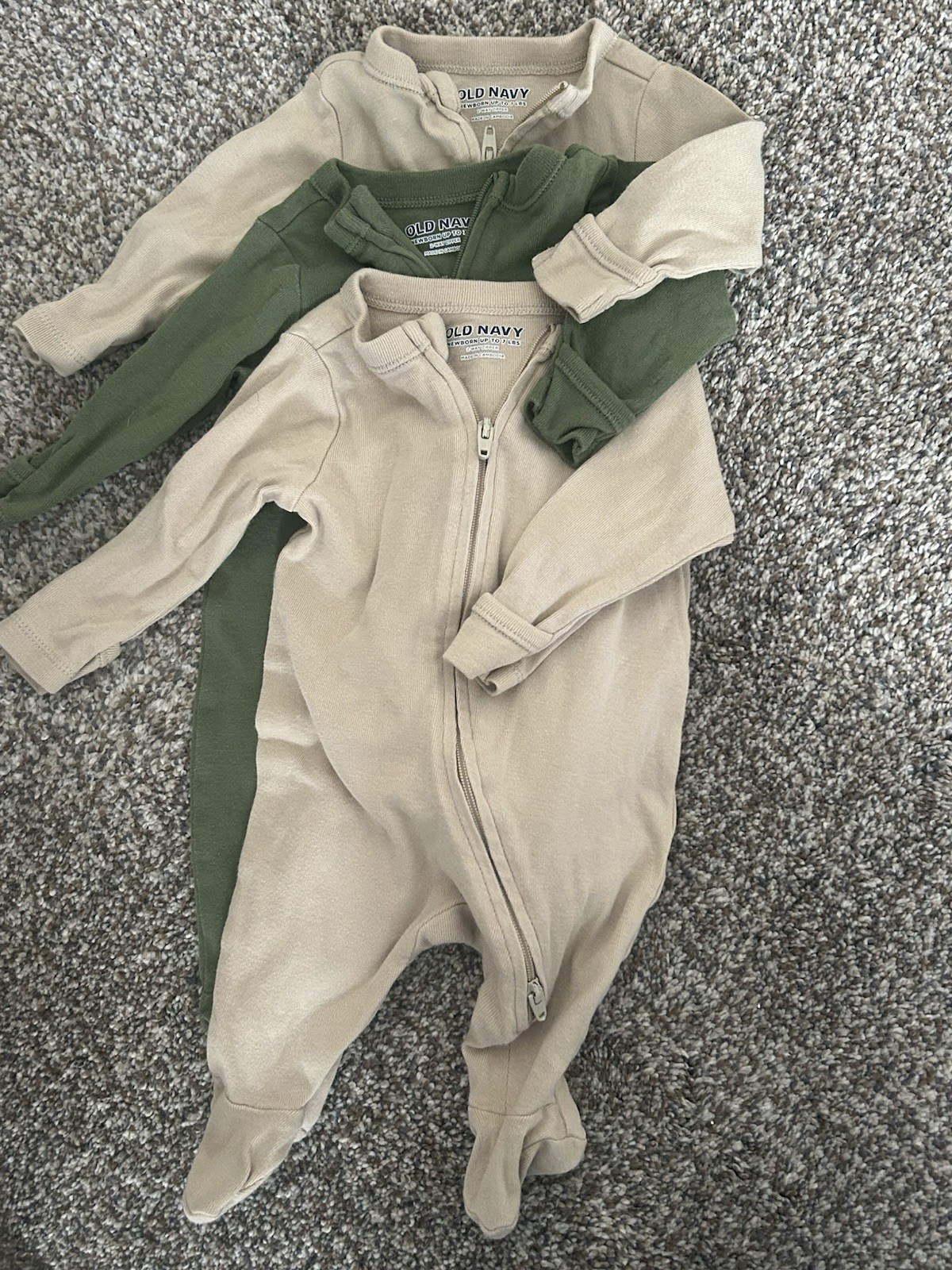 Baby Clothes, Old Navy Footed Sleepers Newborn Lot Of 3, Gender Neutral Colors