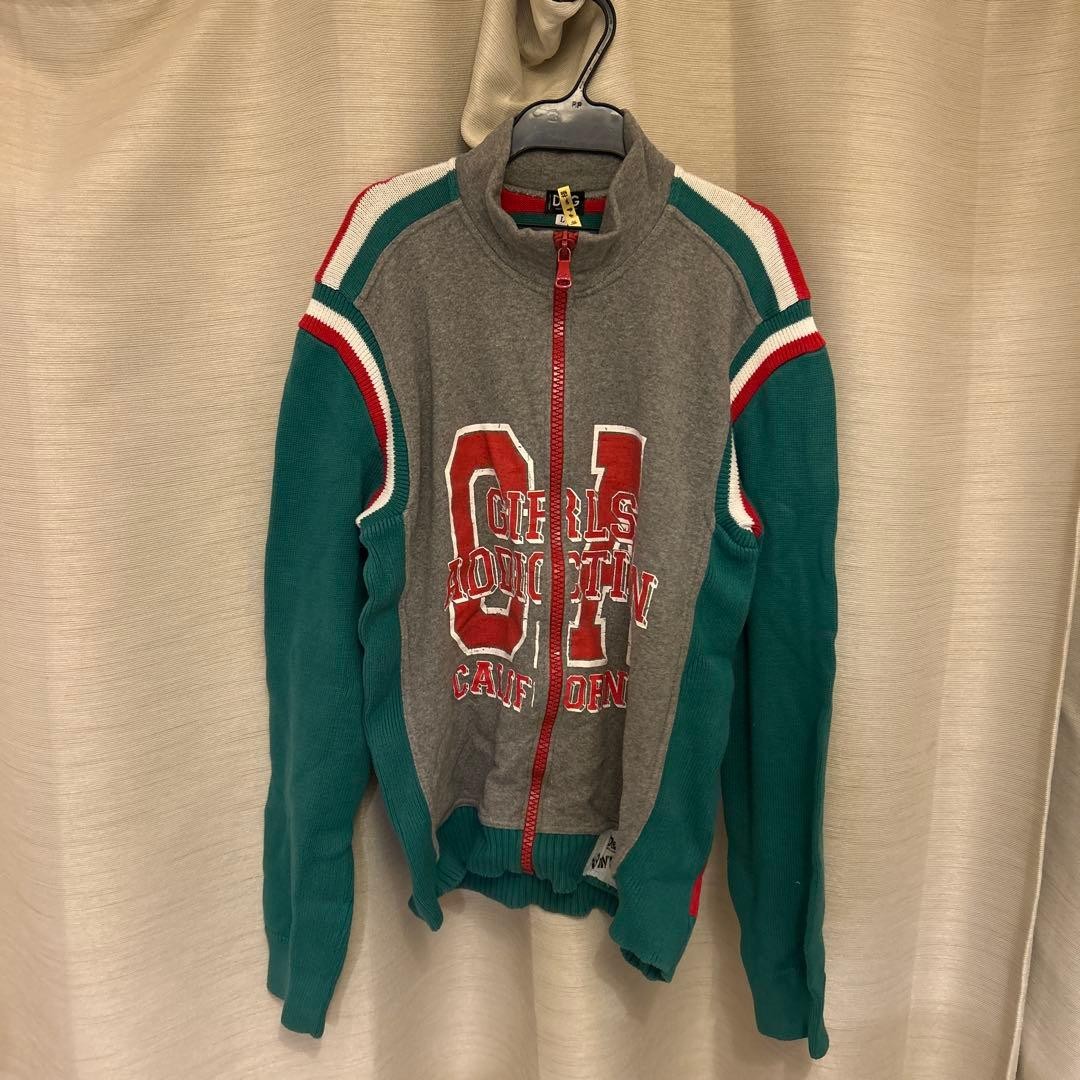 Excellent Condition DOLCE AND GABBANA Zip up Hoodie Top Gray Green from Japan