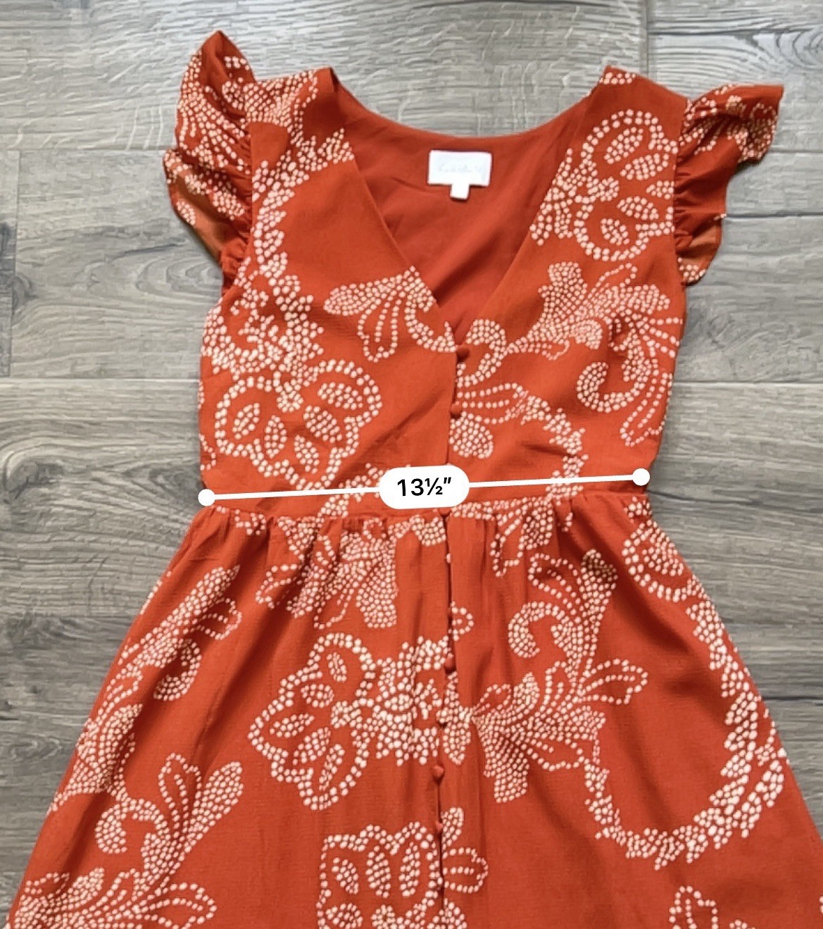 SugarLips Women’s Orange White Floral V-Neck Flutter Sleeve Smocked Maxi M