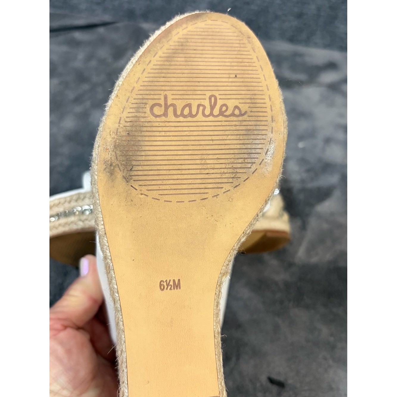 Charles By Charles David White Cross-Strap Espadrille Wedge Mules