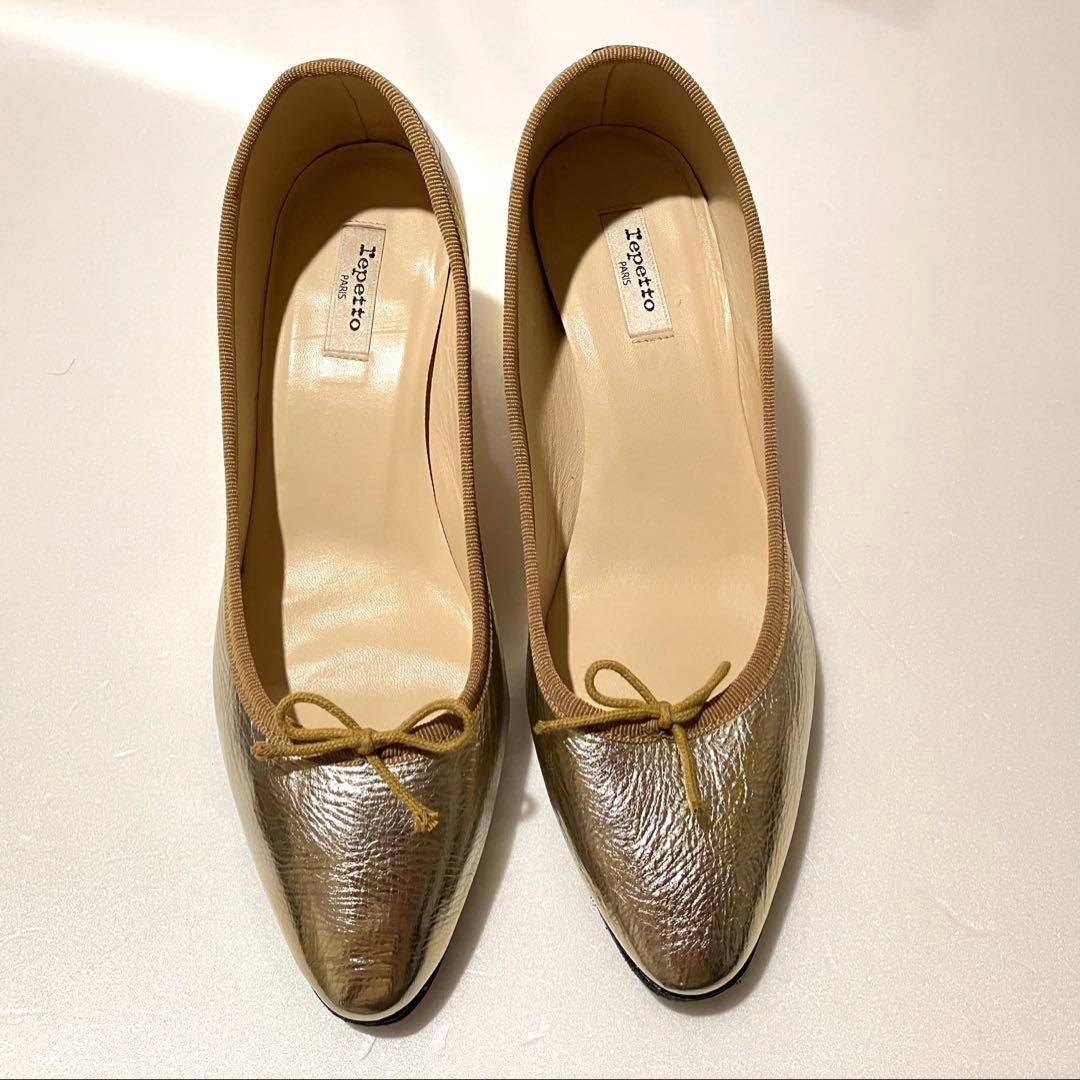 REPETTO Ballet Pumps Shoes Gold Ribbon Heel 2.36 inch / 6cm Size EU 37
