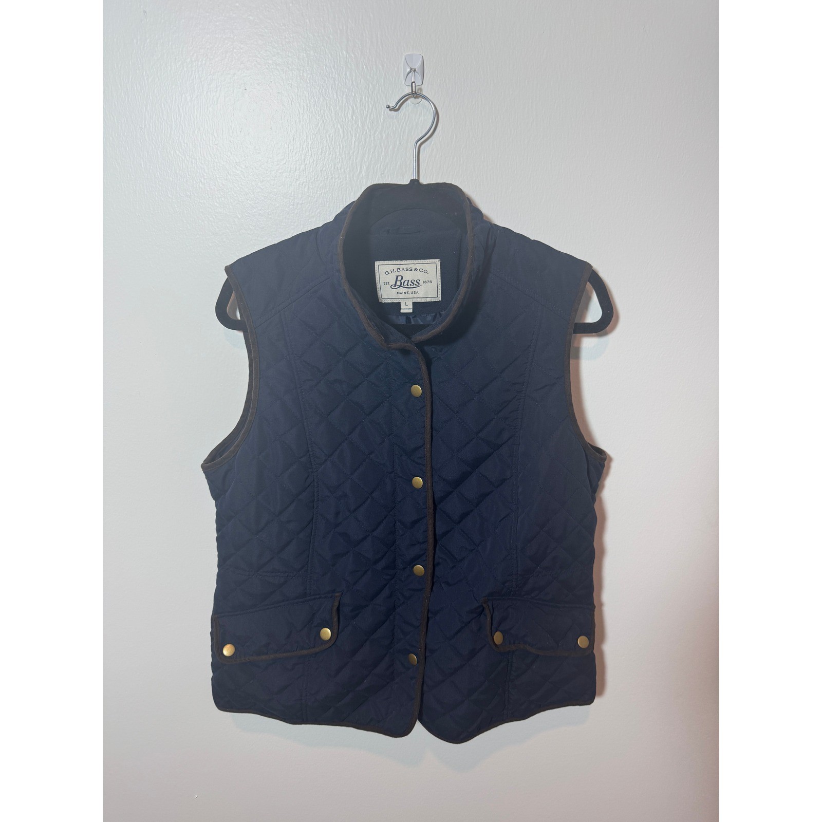 G.H. Bass Puffer Sweater Vest Adult Large Navy Preowned Quilted Fleece